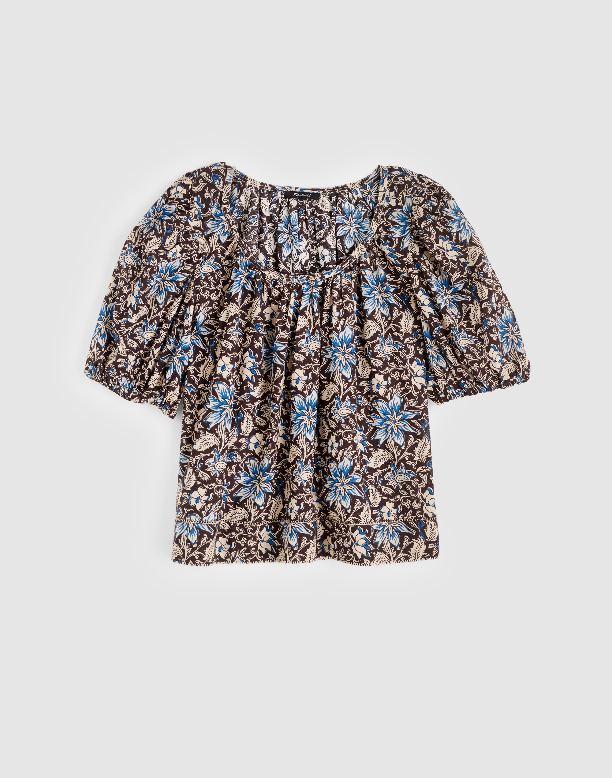 Puff-Sleeve Scoopneck Top