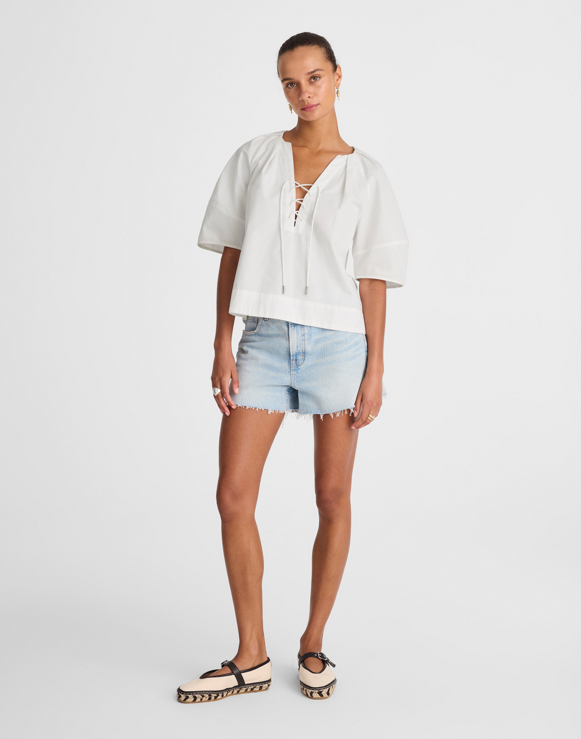 Poplin Lace-Up Top