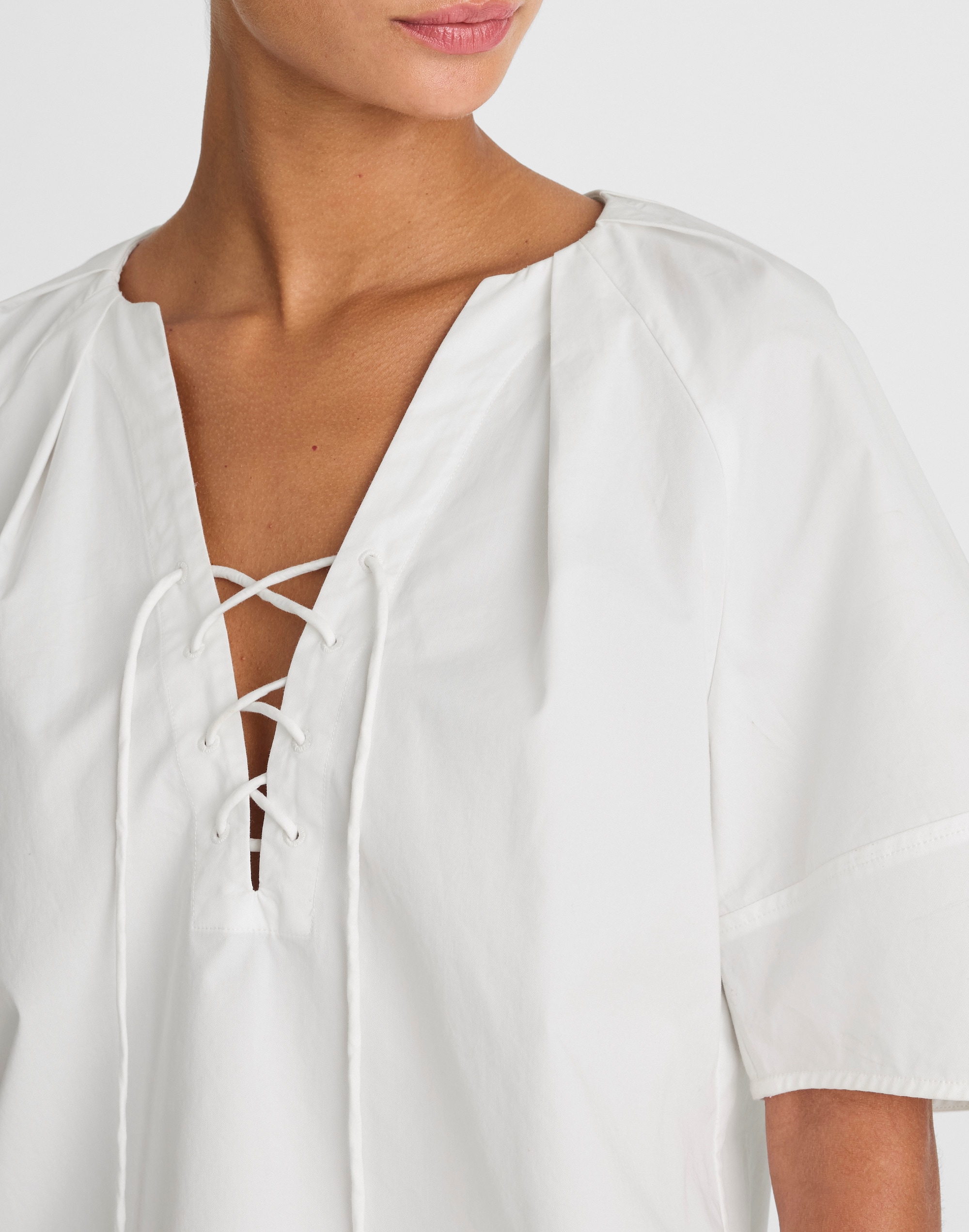Poplin Lace-Up Top