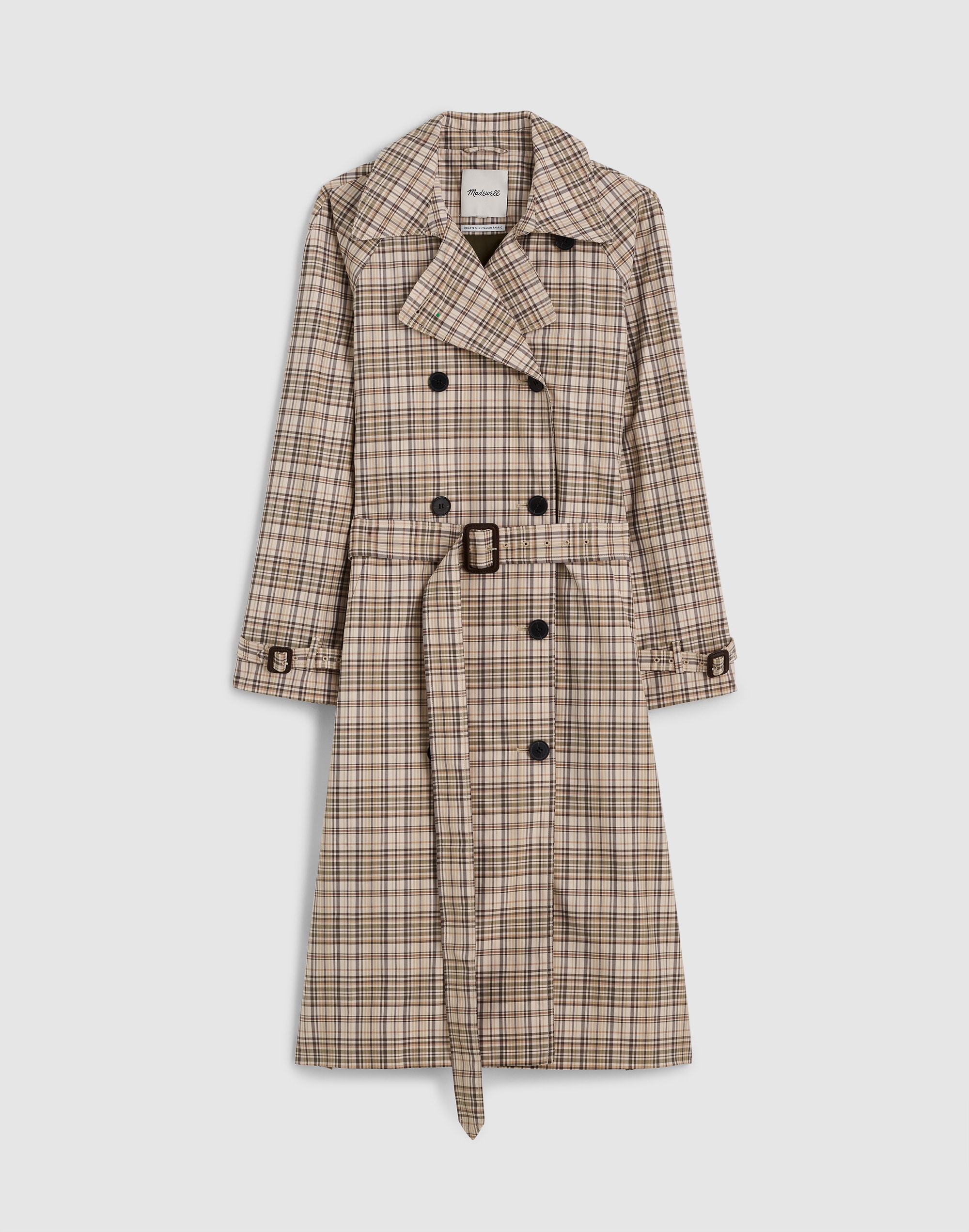 Double-Breasted Trench Coat in Plaid