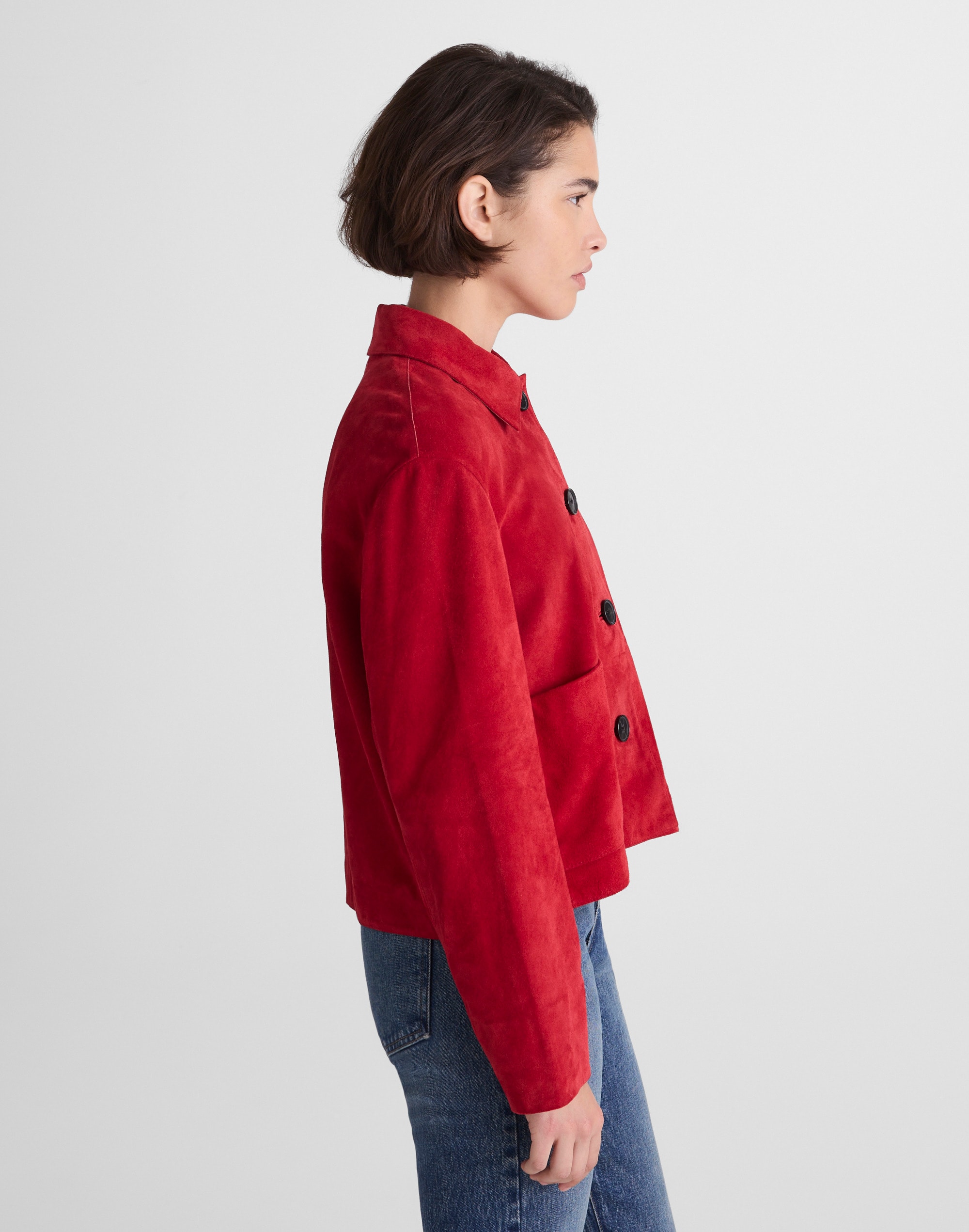 Boxy-Crop Jacket in Suede
