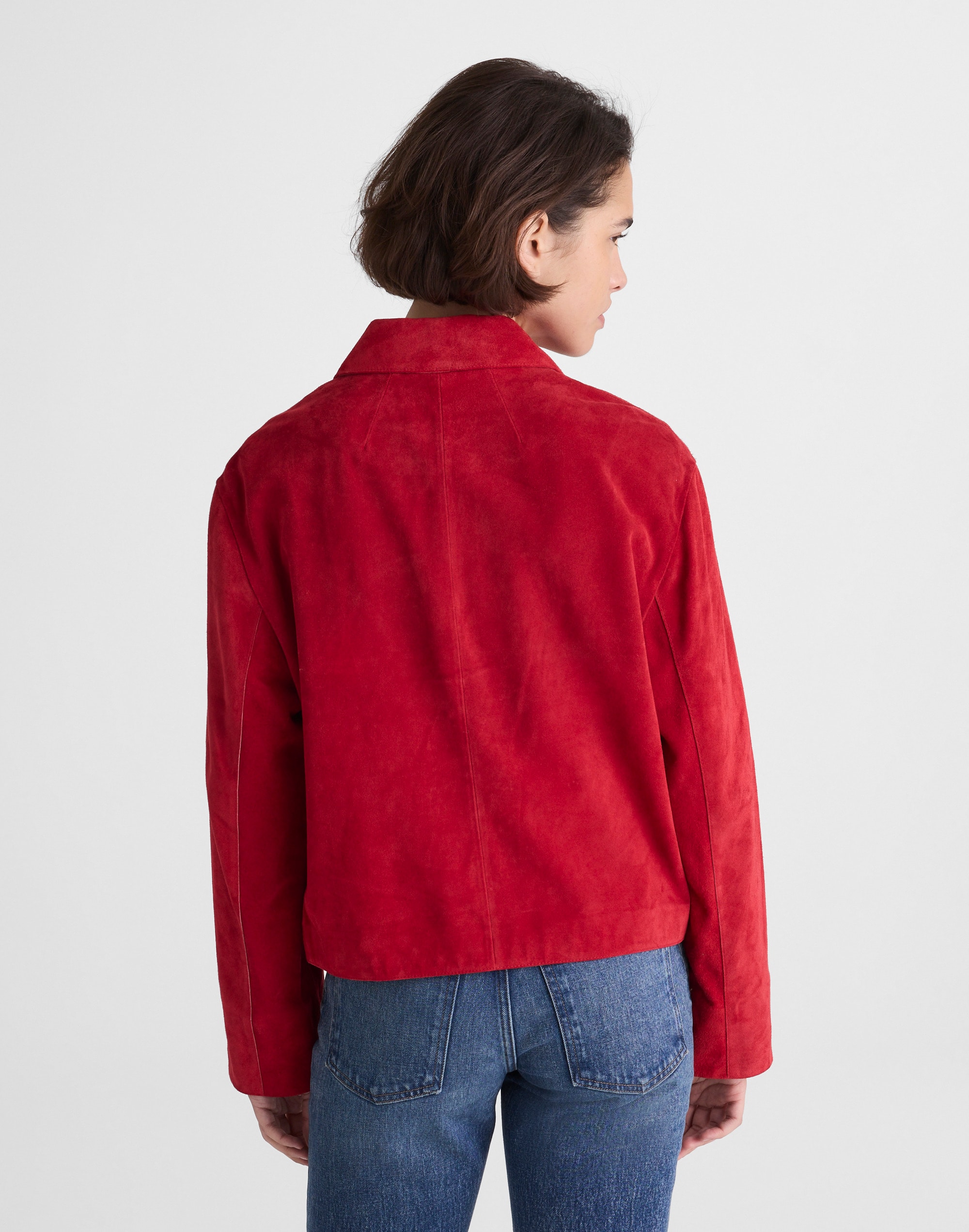 Boxy-Crop Jacket in Suede