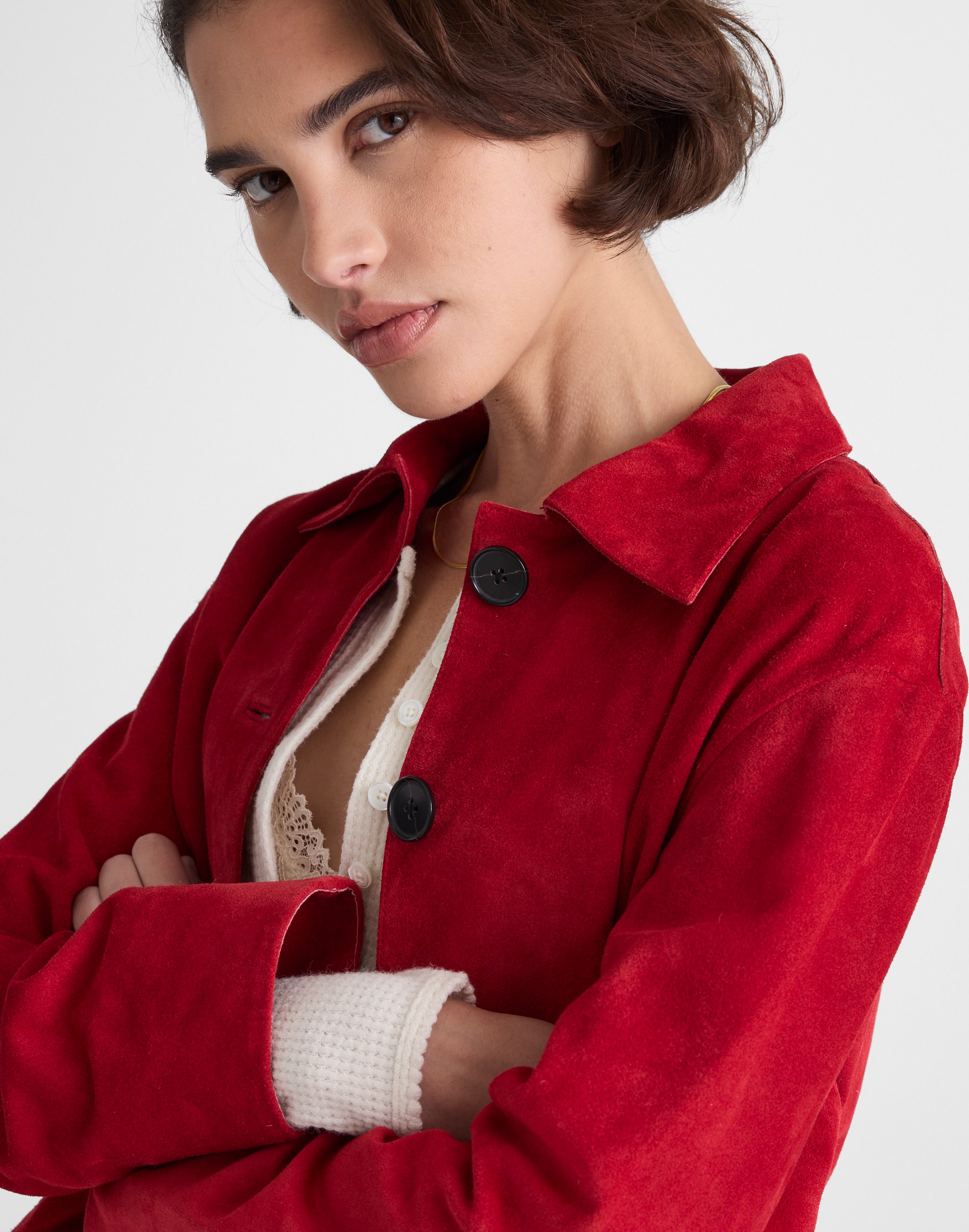 Boxy-Crop Jacket in Suede