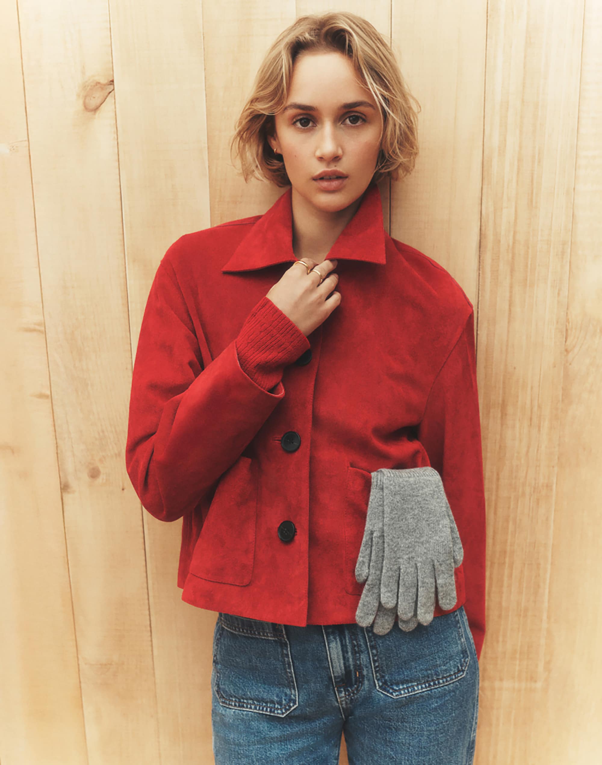 Boxy-Crop Jacket in Suede