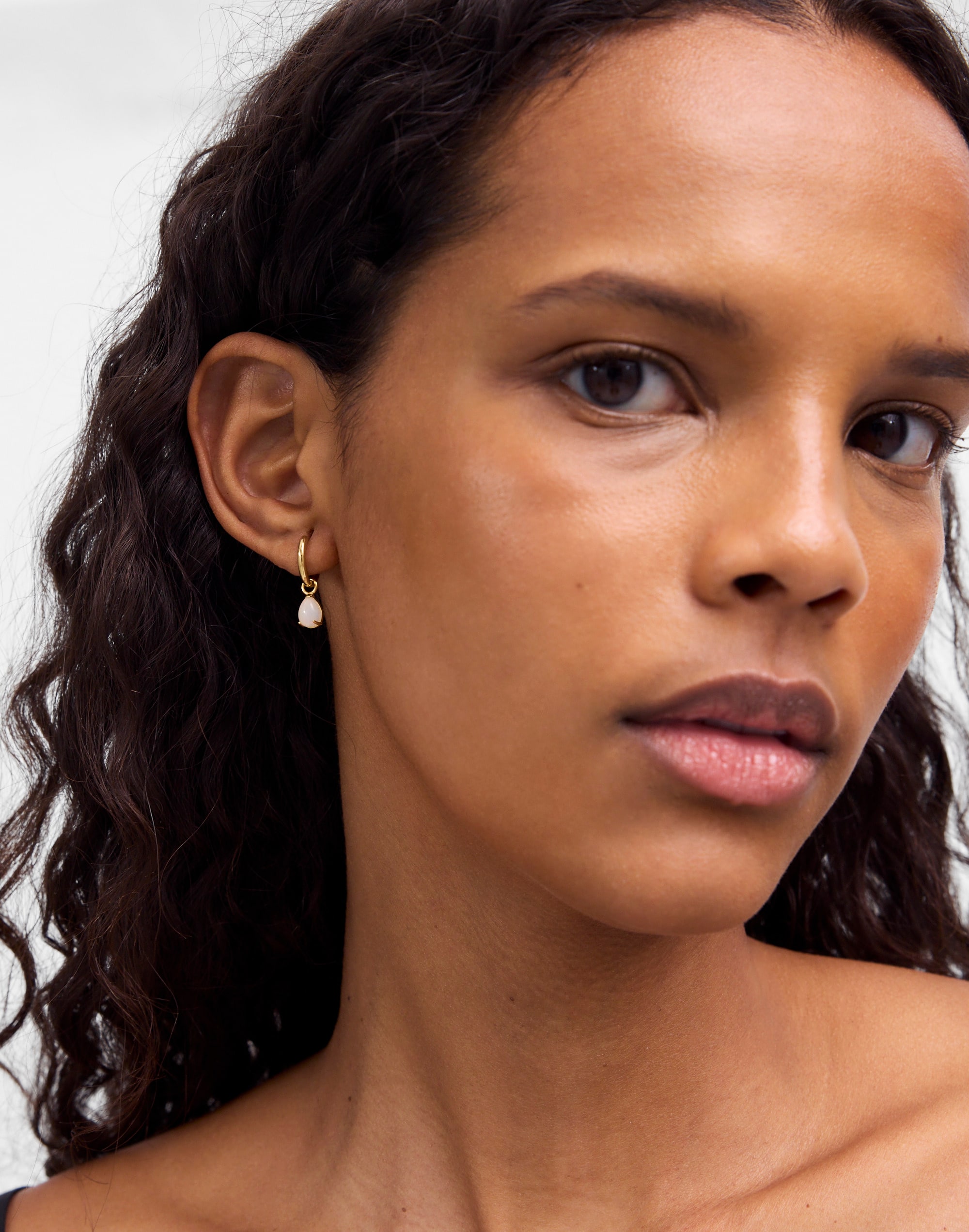 Demi-Fine Opal Charm Huggie Hoop Earrings