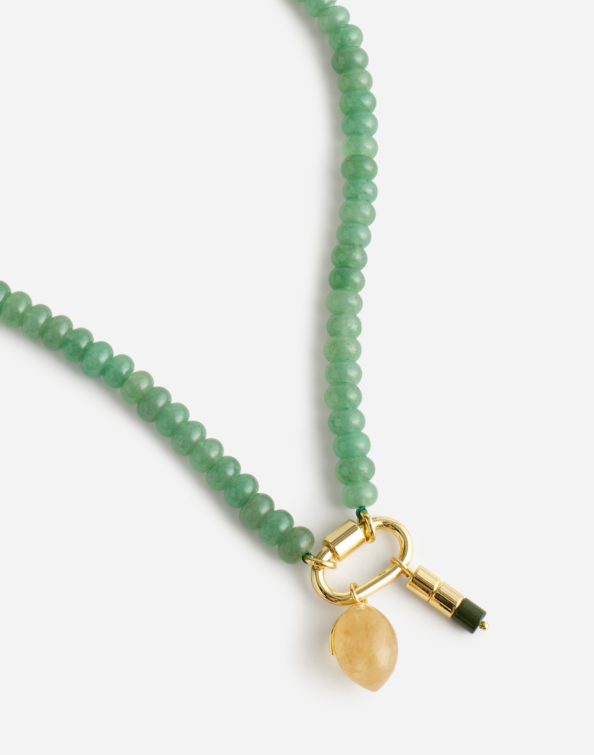 Semiprecious Beaded Lemon Charm Necklace