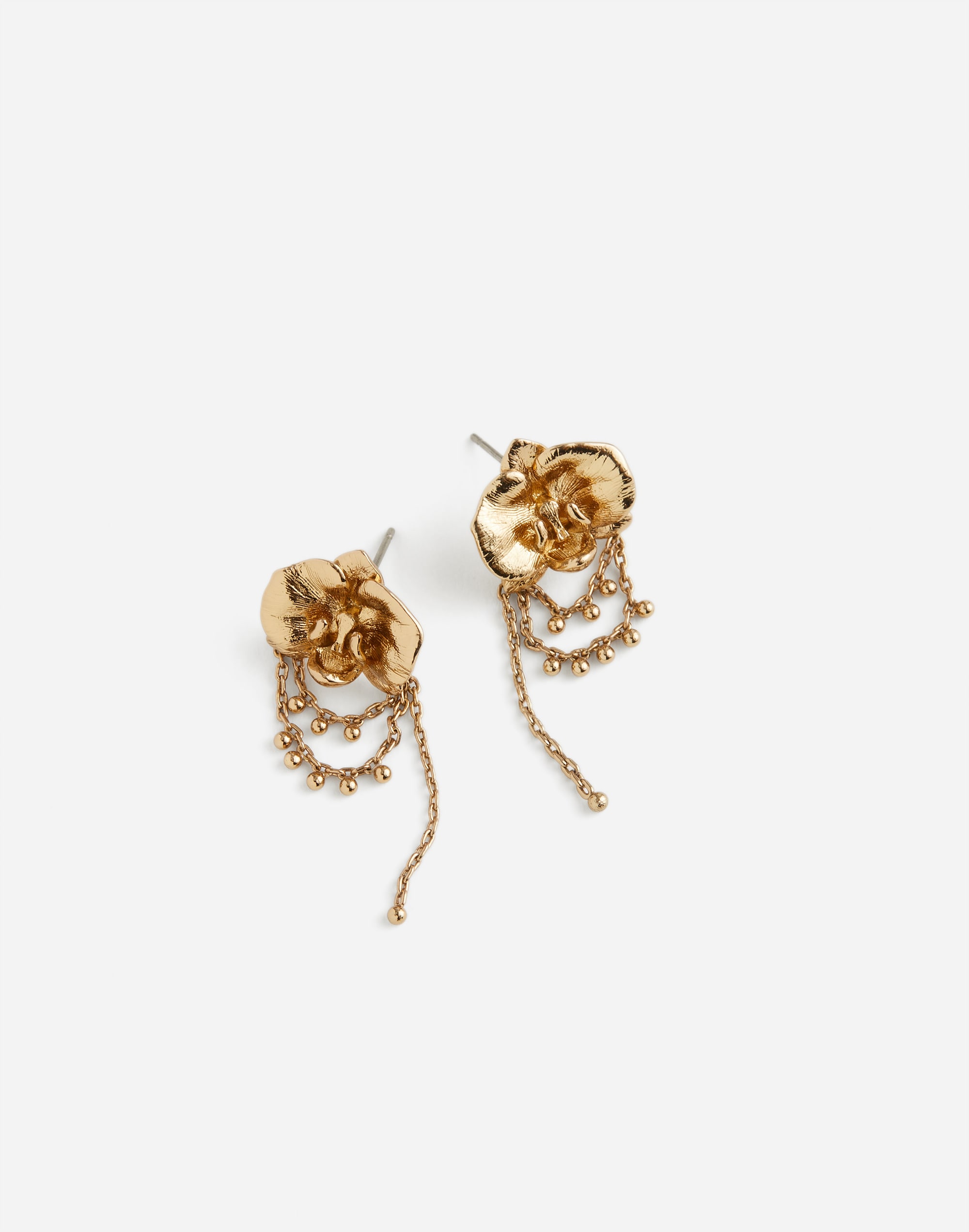 Orchid Dangle Chain Stud Earrings