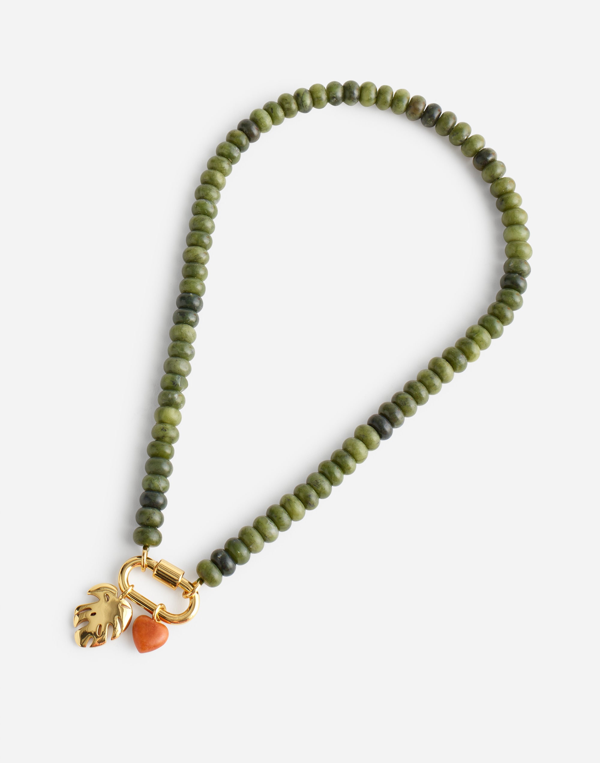 MADEWELL SEMIPRECIOUS BEADED MONSTERA CHARM NECKLACE