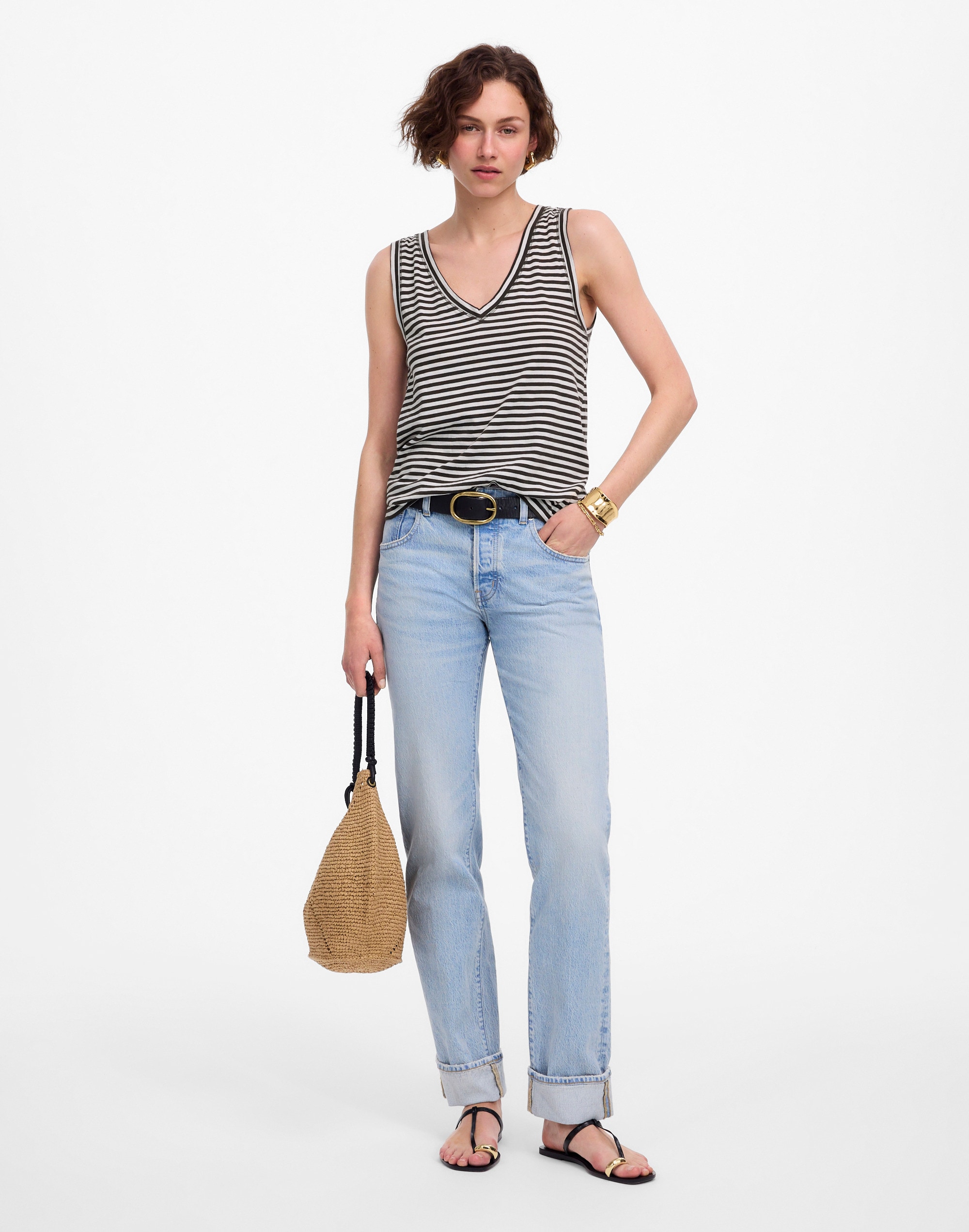 Slub Relaxed V-Neck Tank