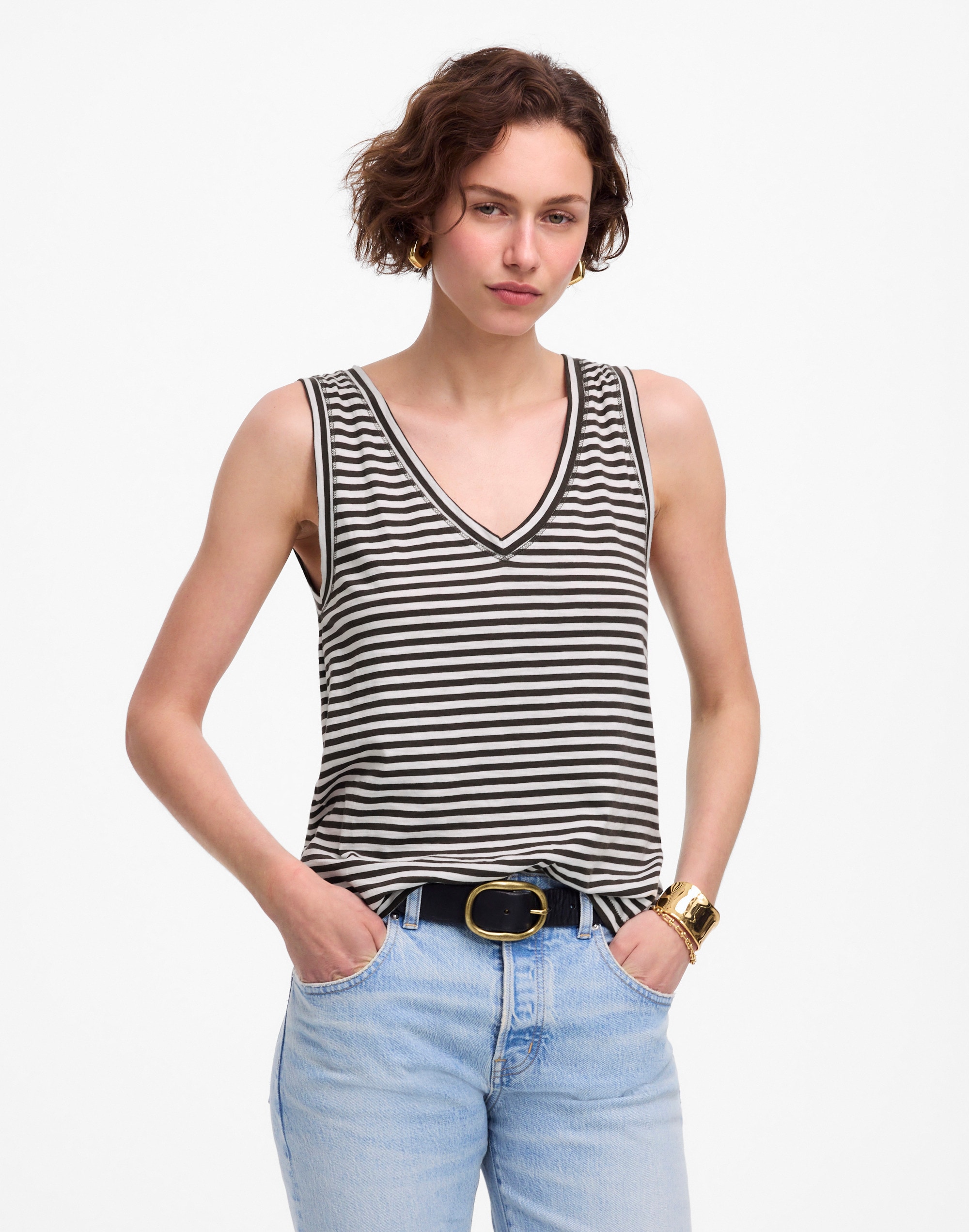 Slub Relaxed V-Neck Tank