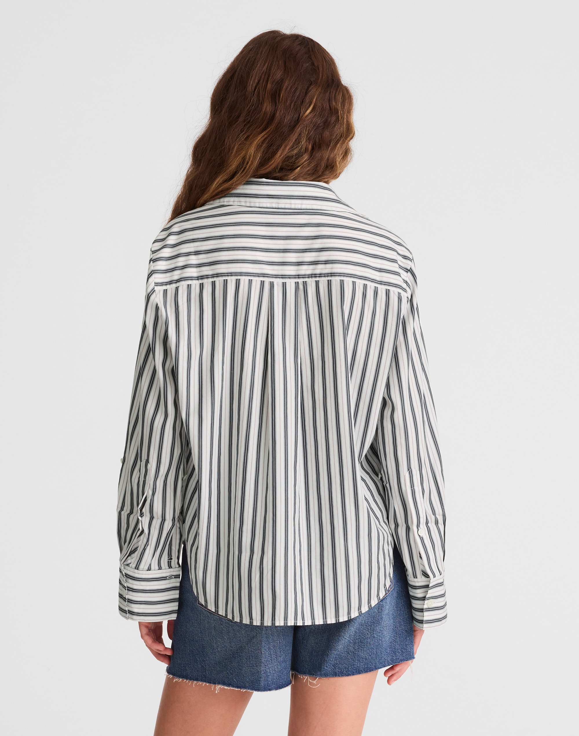 Easy Y-Neck Button-Up Shirt in Poplin Alternate Image 4
