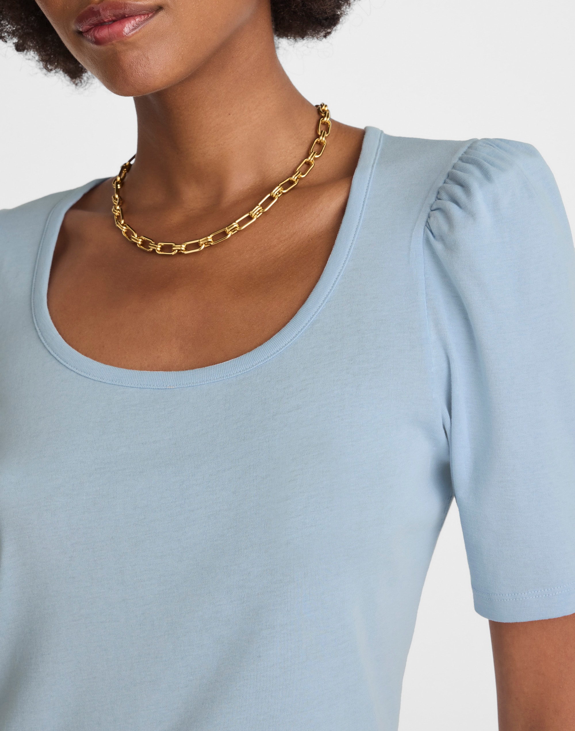 Puff-Sleeve Scoopneck Tee