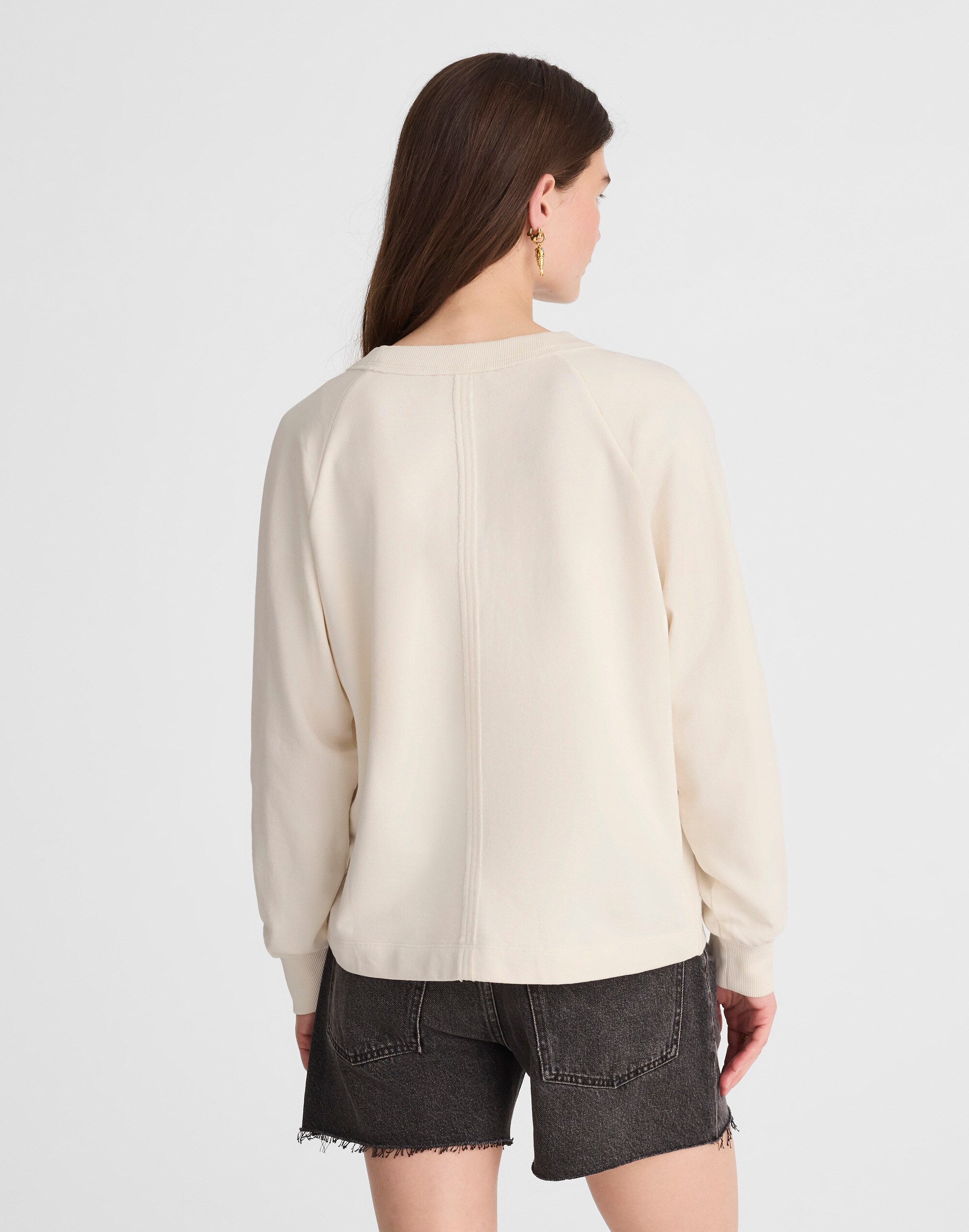 Cotton Terry V-Neck Sweatshirt