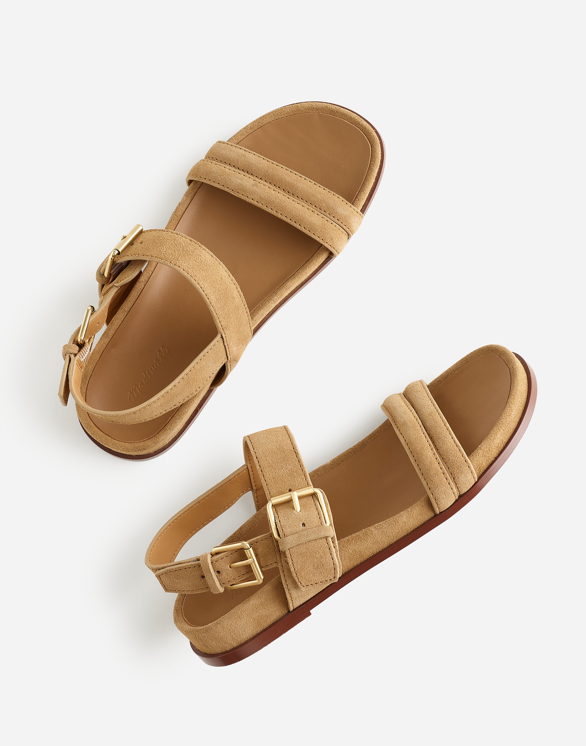The Dara Double-Strap Sandals in Suede