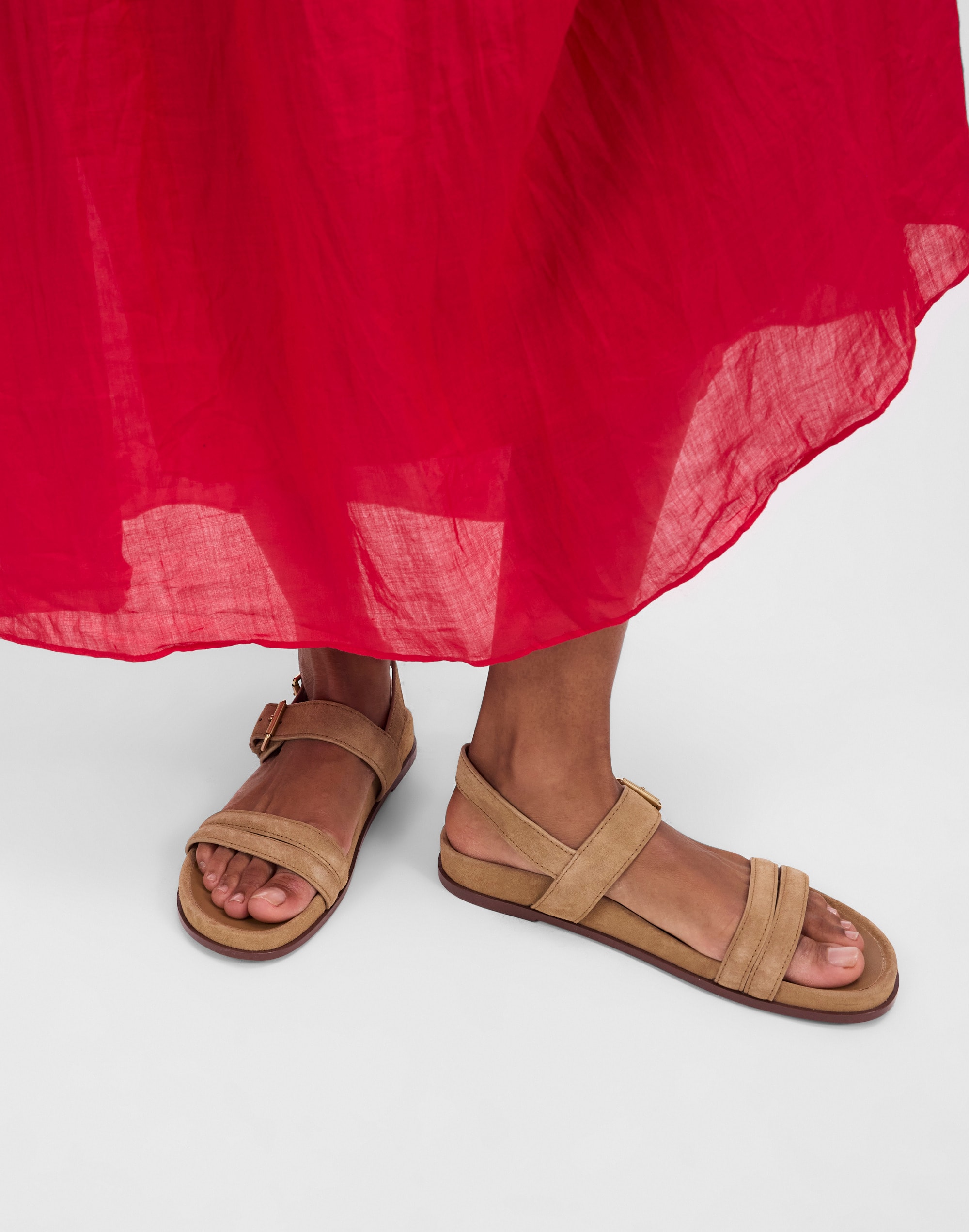 The Dara Double-Strap Sandals in Suede