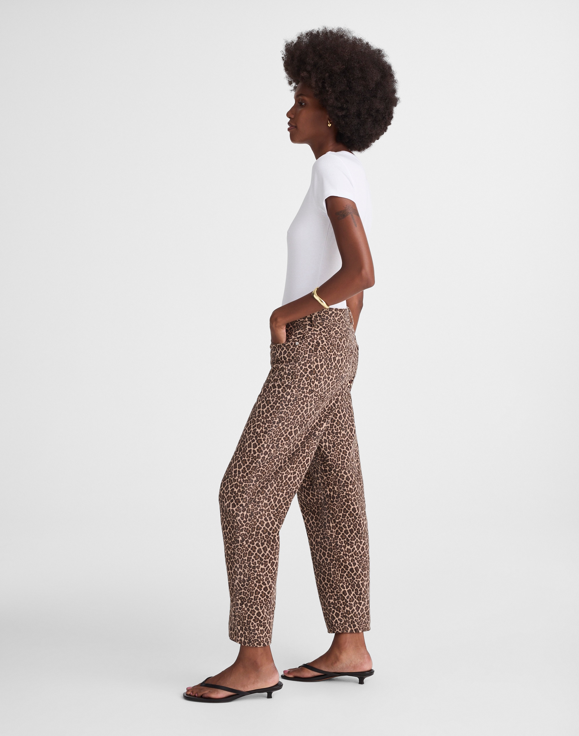 The Darted Barrel-Leg Jean in Leopard Print Alternate Image 3