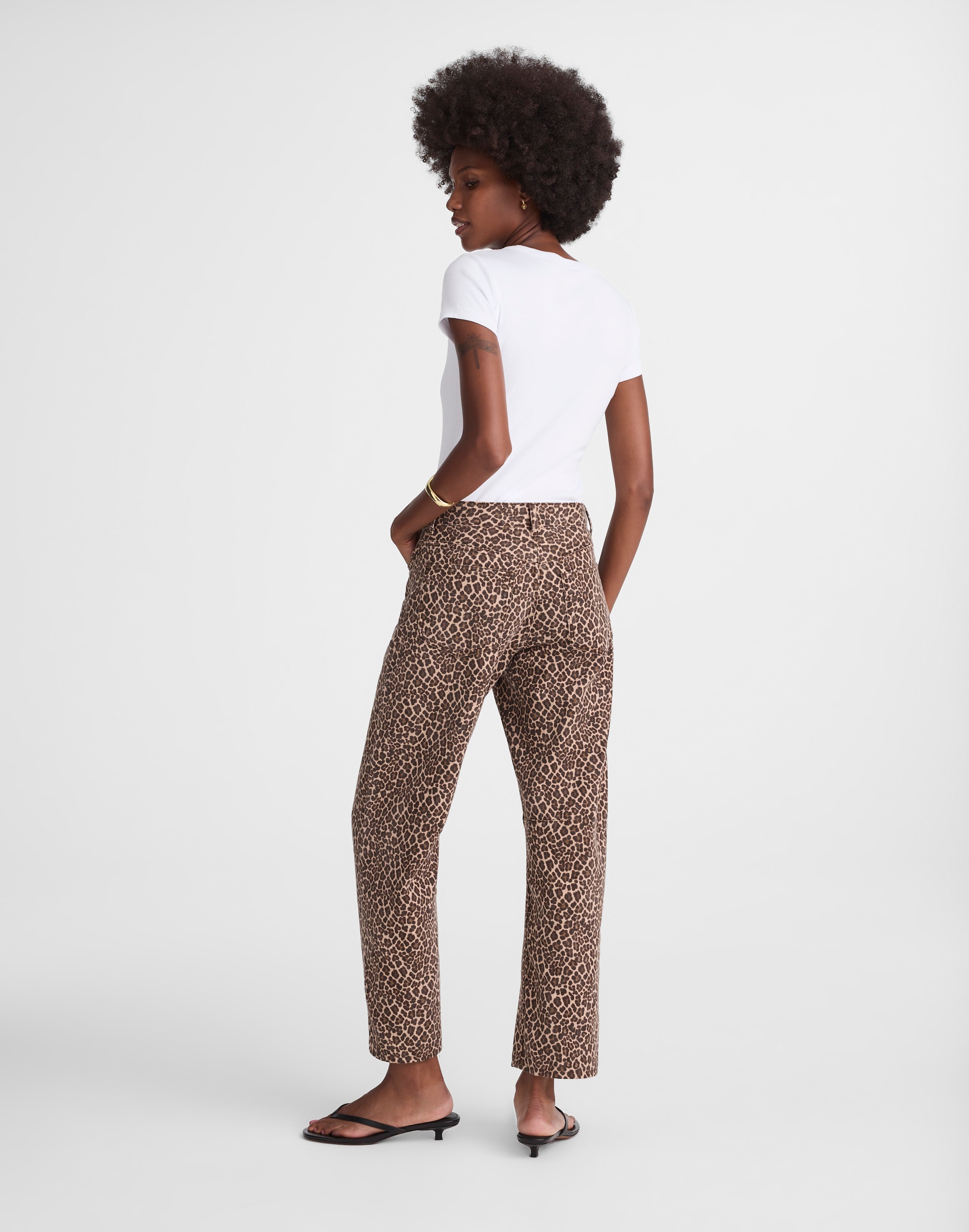 The Darted Barrel-Leg Jean in Leopard Print Alternate Image 4