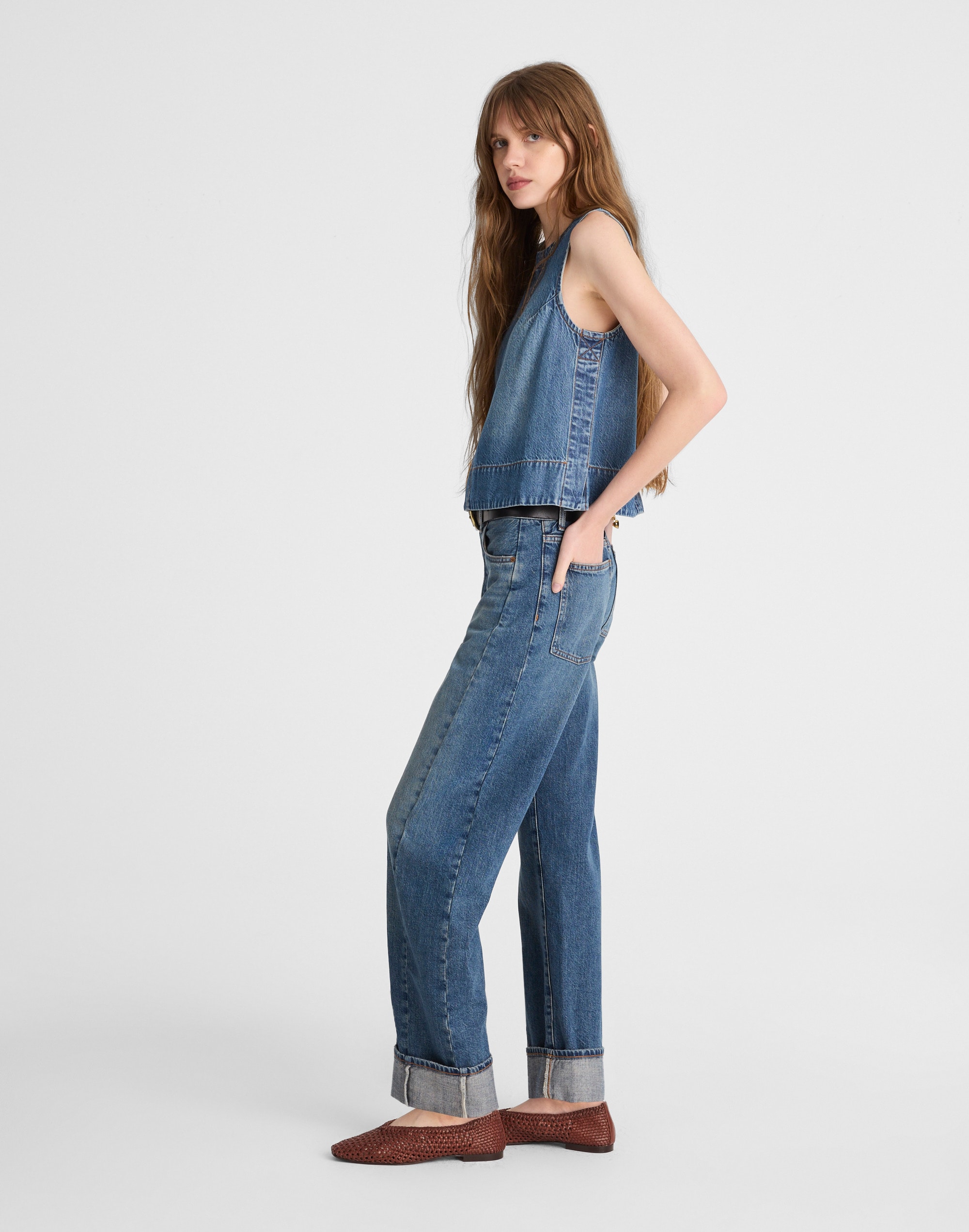 The Petite Pieced Barrel-Leg Full-Length Jean