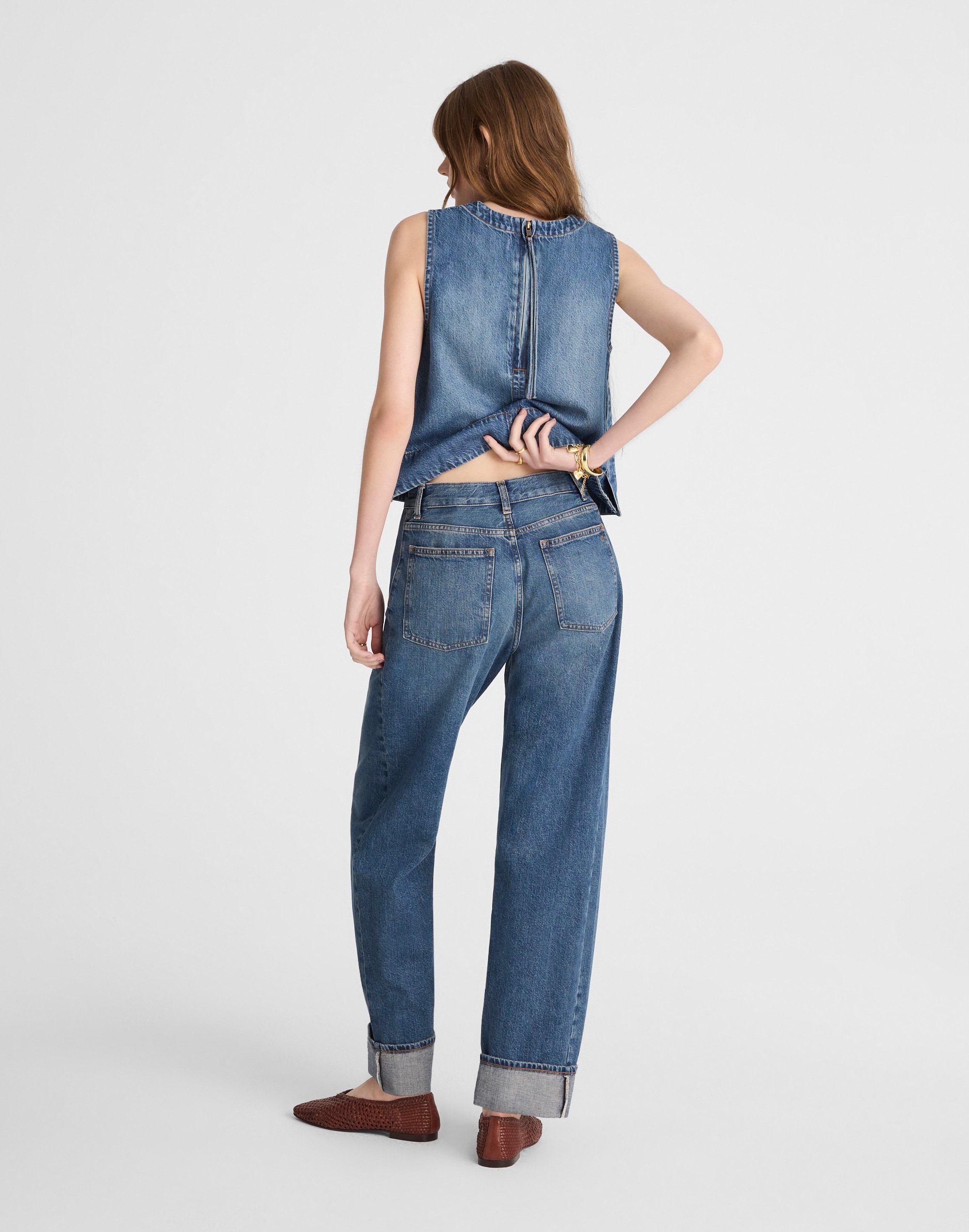 The Petite Pieced Barrel-Leg Full-Length Jean