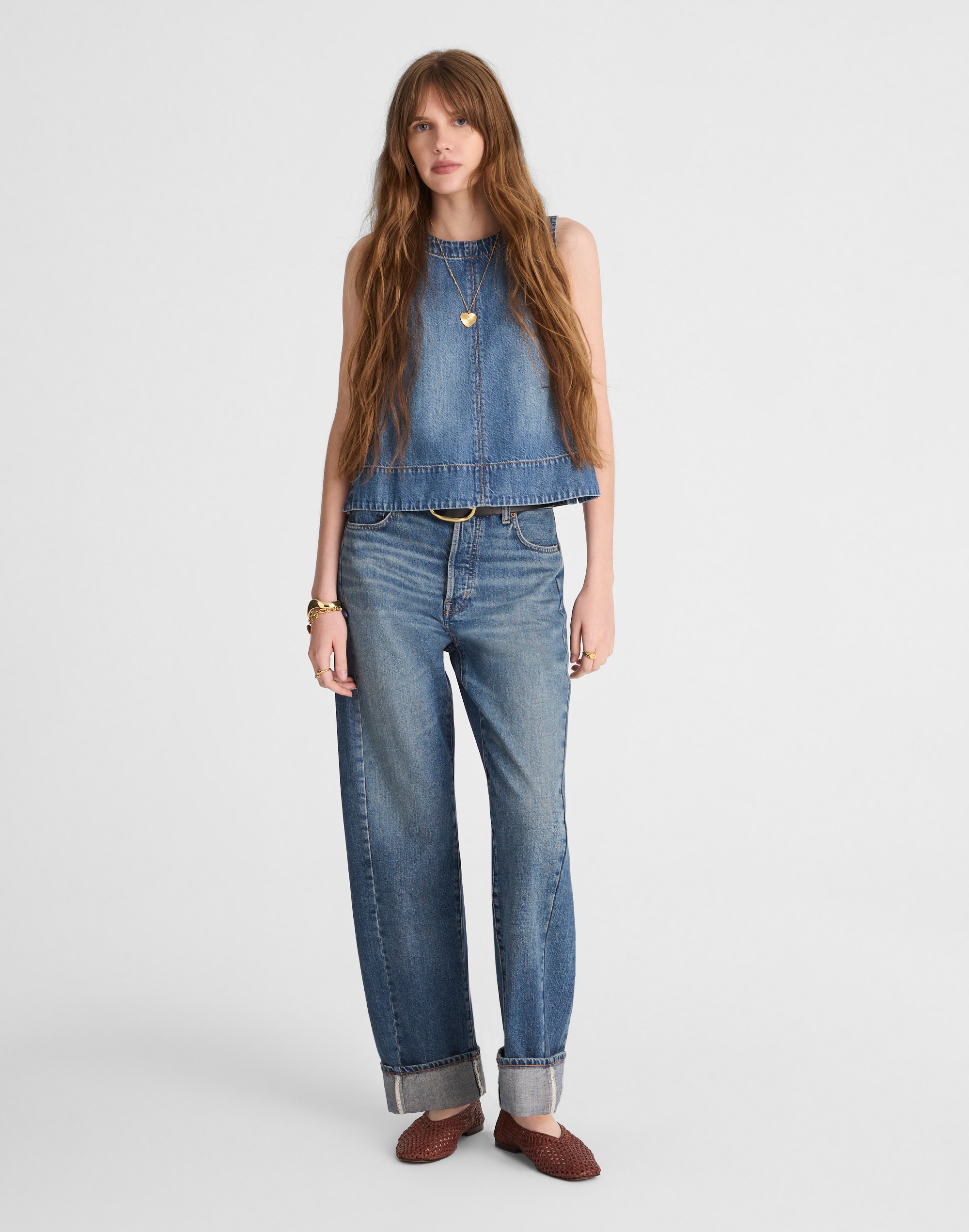 the pieced barrel-leg full-length jean