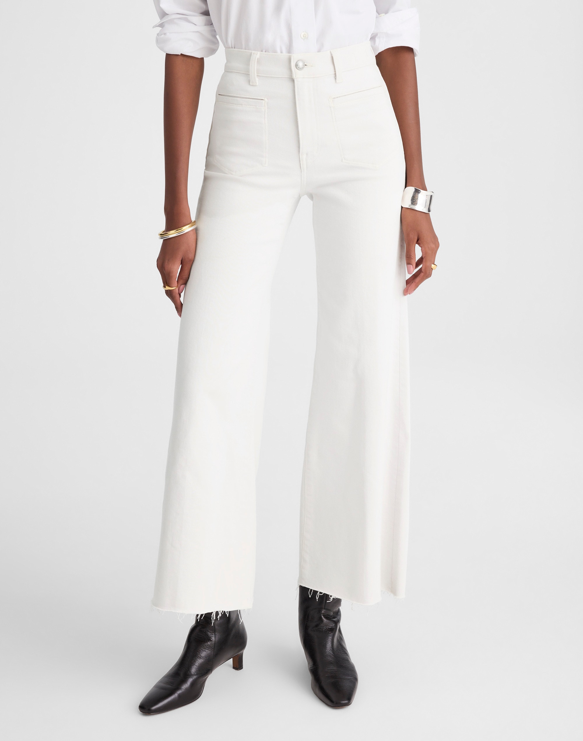 Flared Wide-Leg Crop Jeans