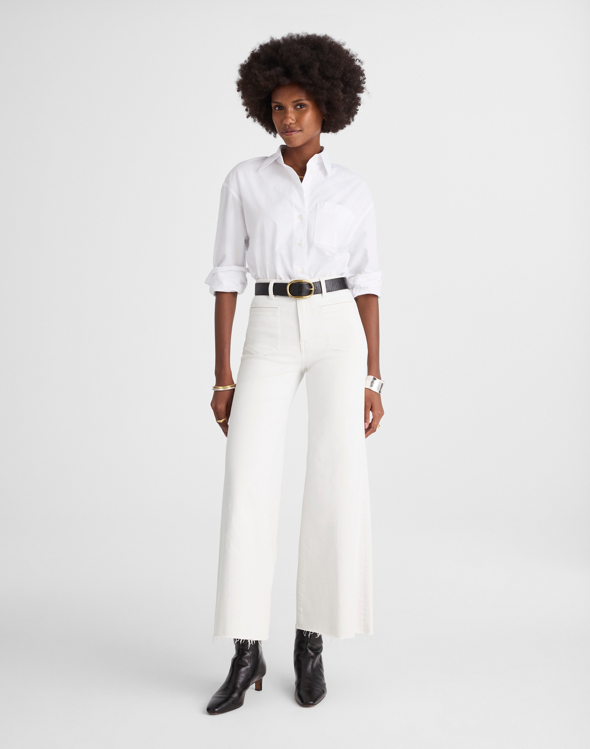 Flared Wide-Leg Crop Jeans