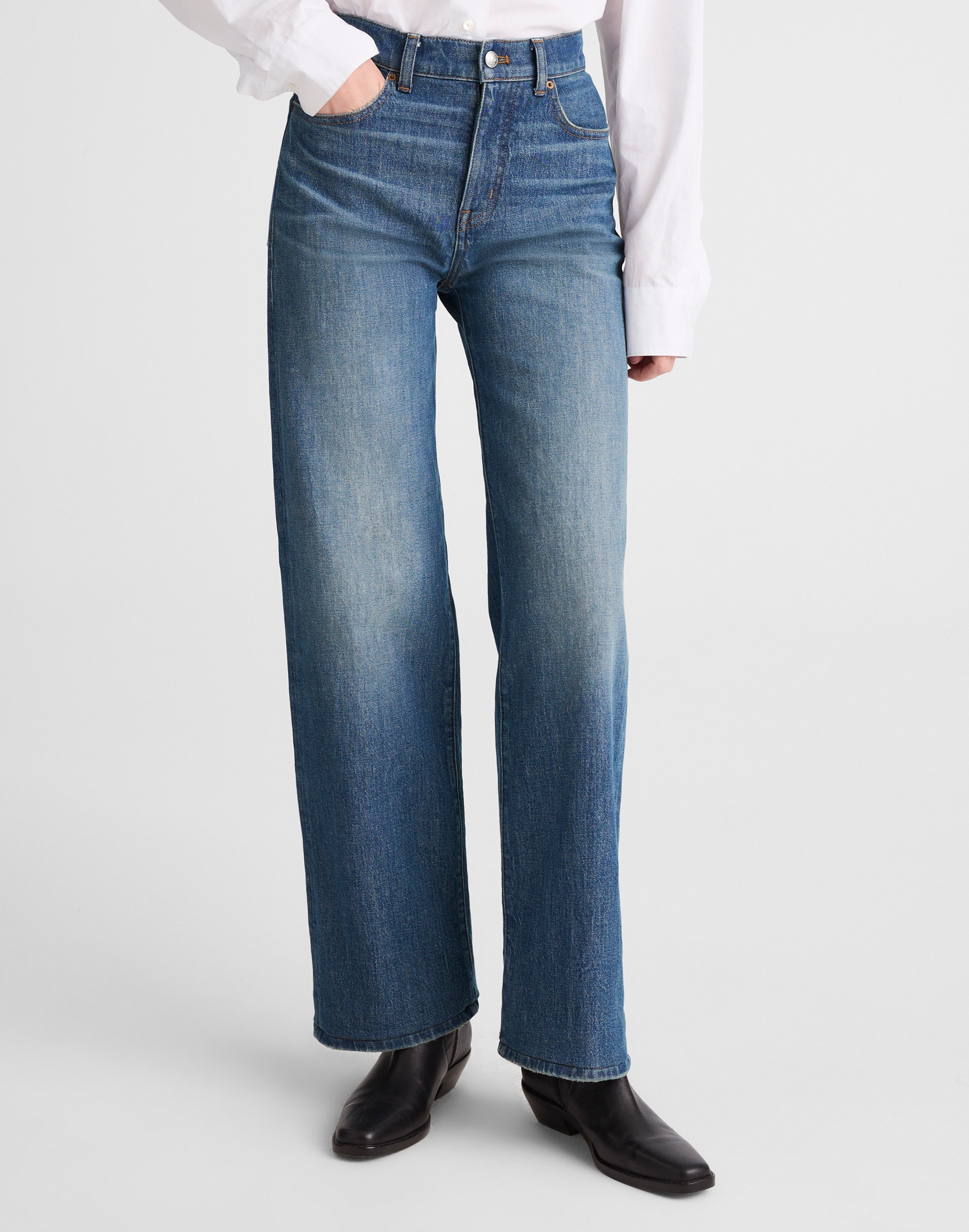 Madewell The Perfect High Waist Wide Leg Jeans In Blue