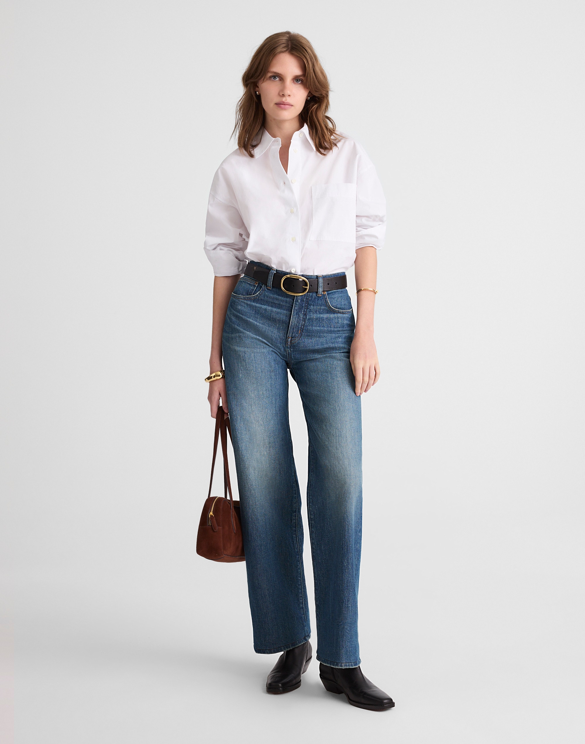 Madewell The Perfect High Waist Wide Leg Jeans In Blue