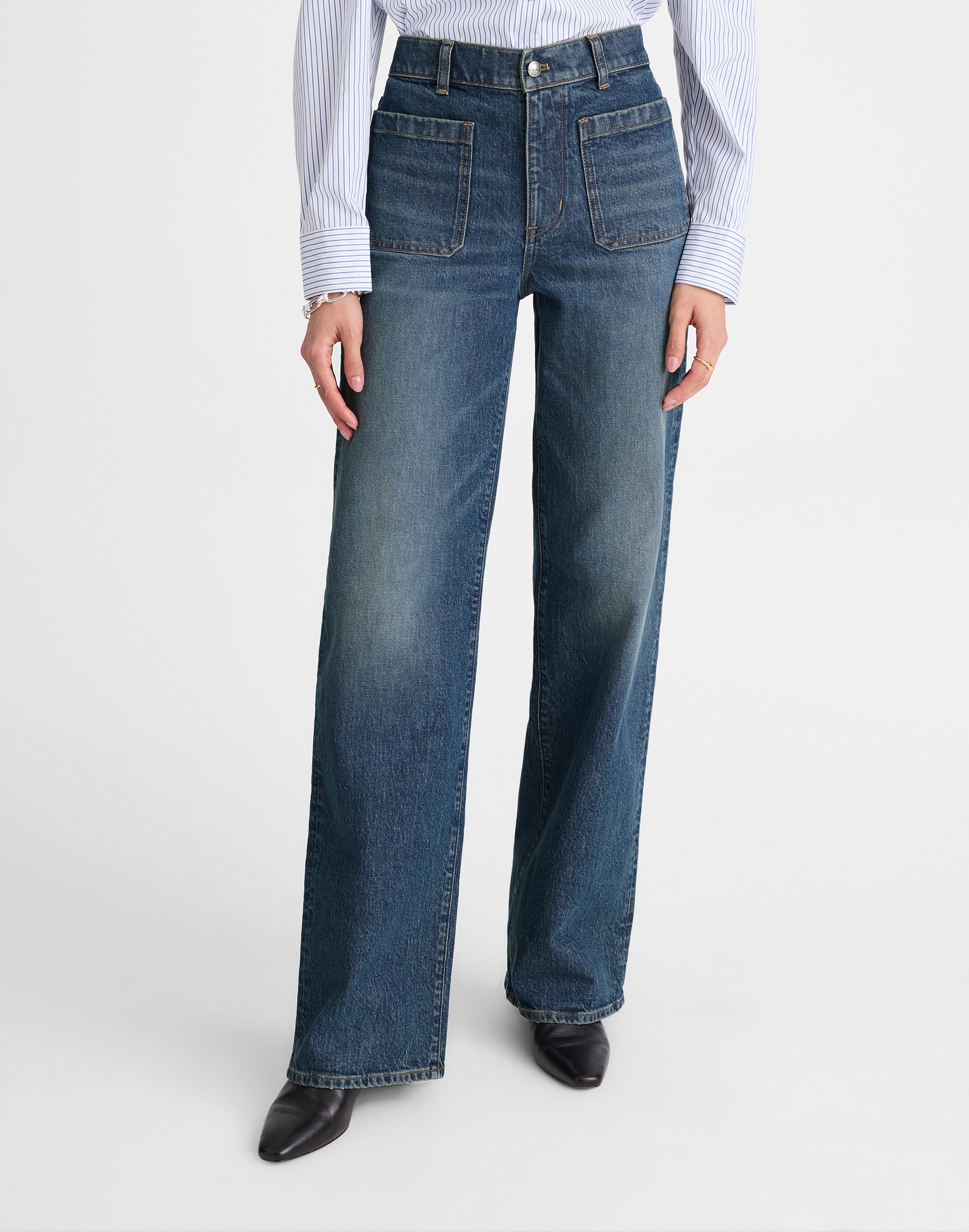 The Emmett Wide-Leg Full Length Jean: Patch Pocket Edition