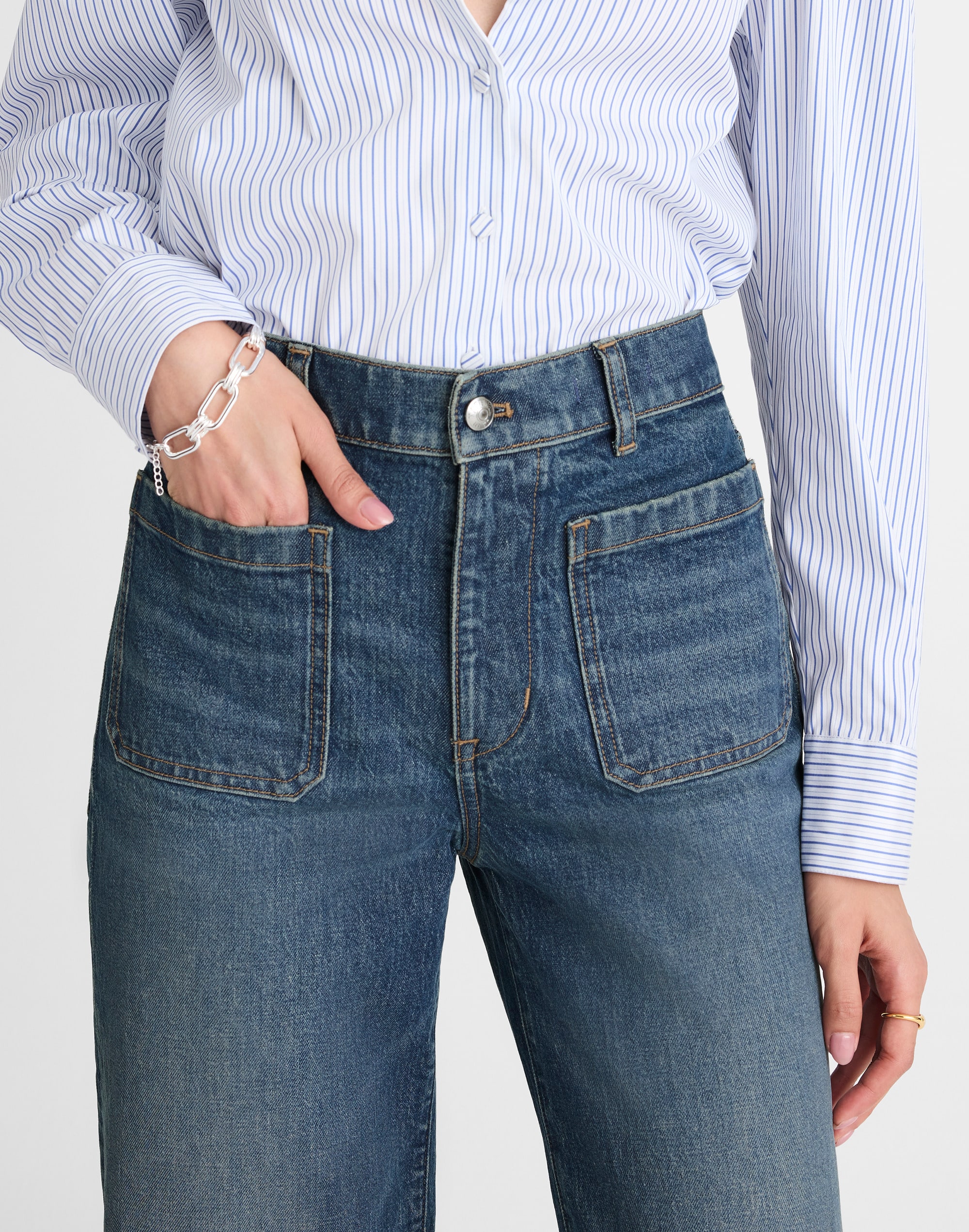 The Emmett Wide-Leg Full Length Jean: Patch Pocket Edition