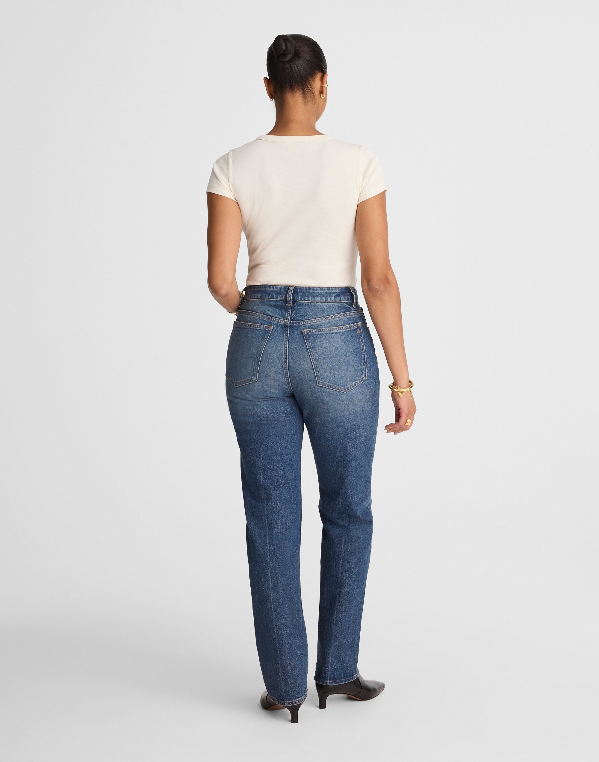 The Curvy Longline Straight Jean in Greendale Wash
