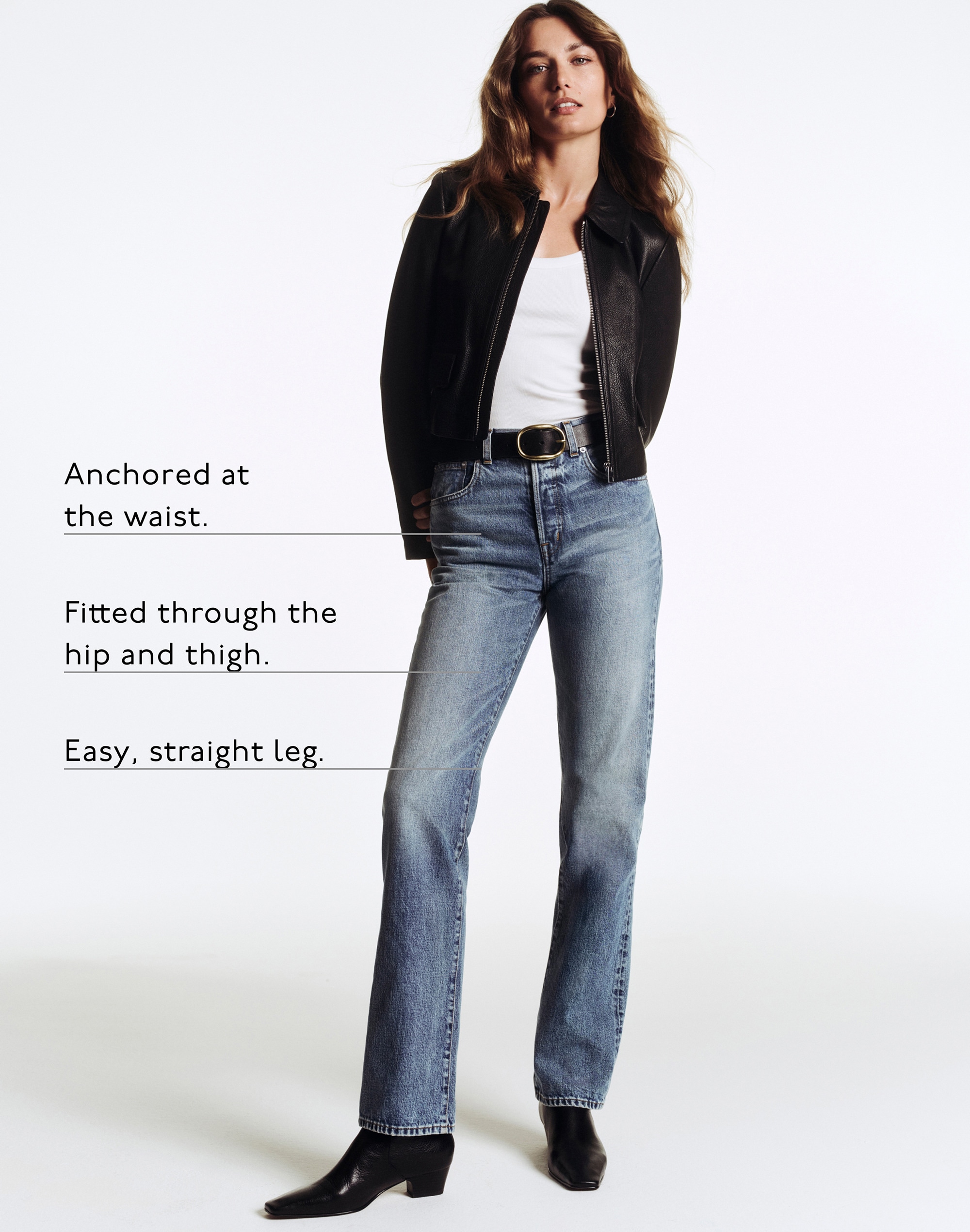 The Curvy Longline Straight Jean in Greendale Wash