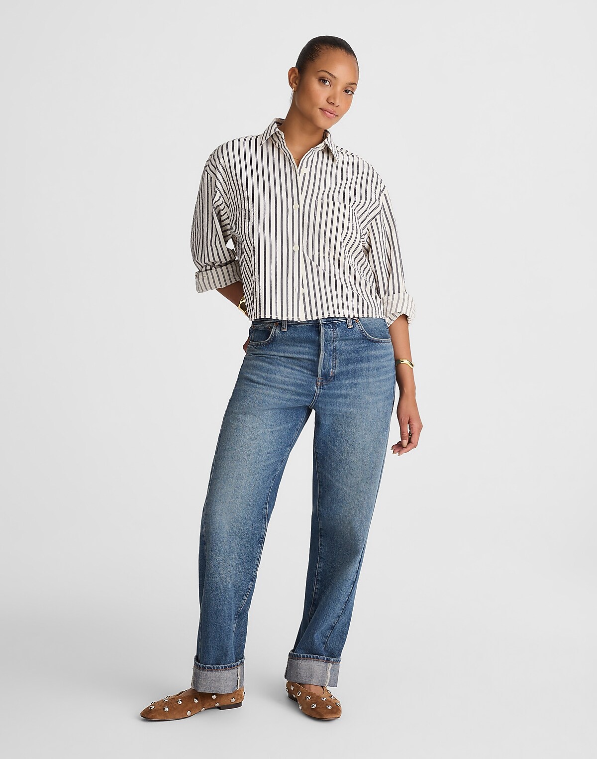 The Curvy Pieced Barrel-Leg Jean