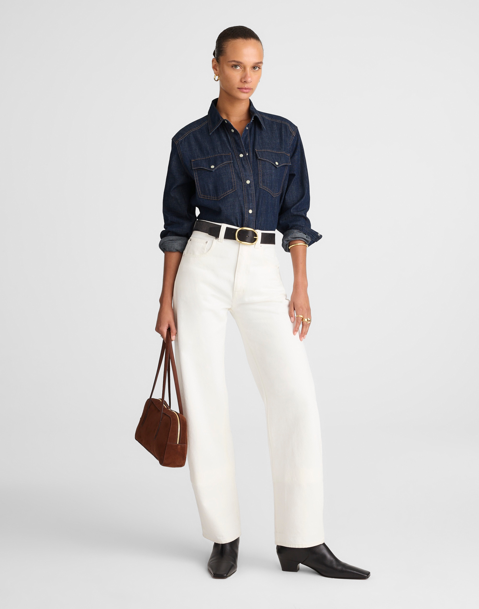 Denim Oversized Western Shirt