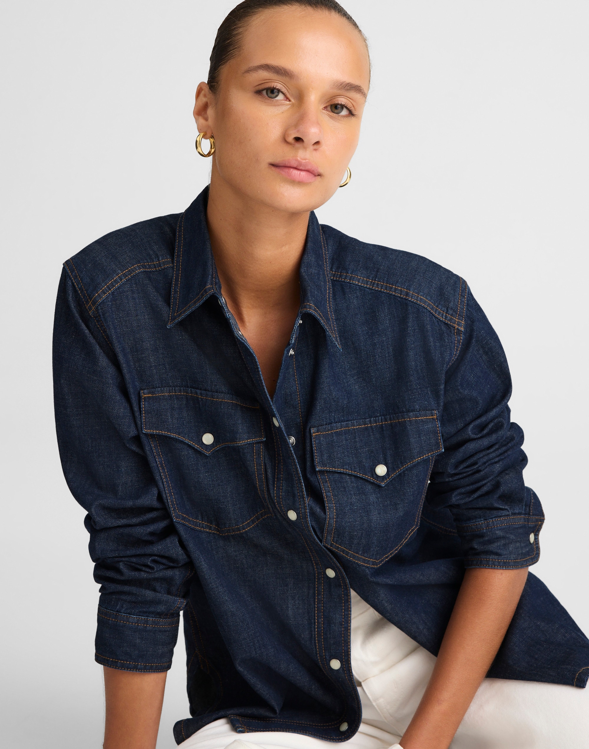 Denim Oversized Western Shirt
