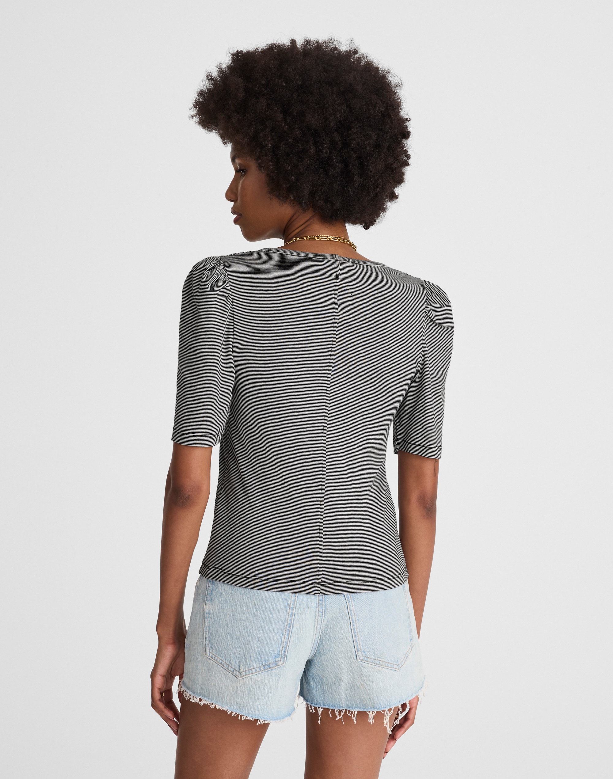 Puff-Sleeve Scoopneck Tee