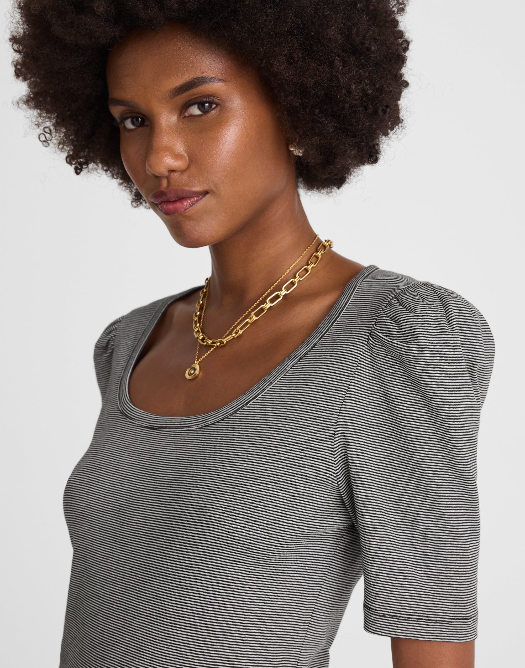 Puff-Sleeve Scoopneck Tee