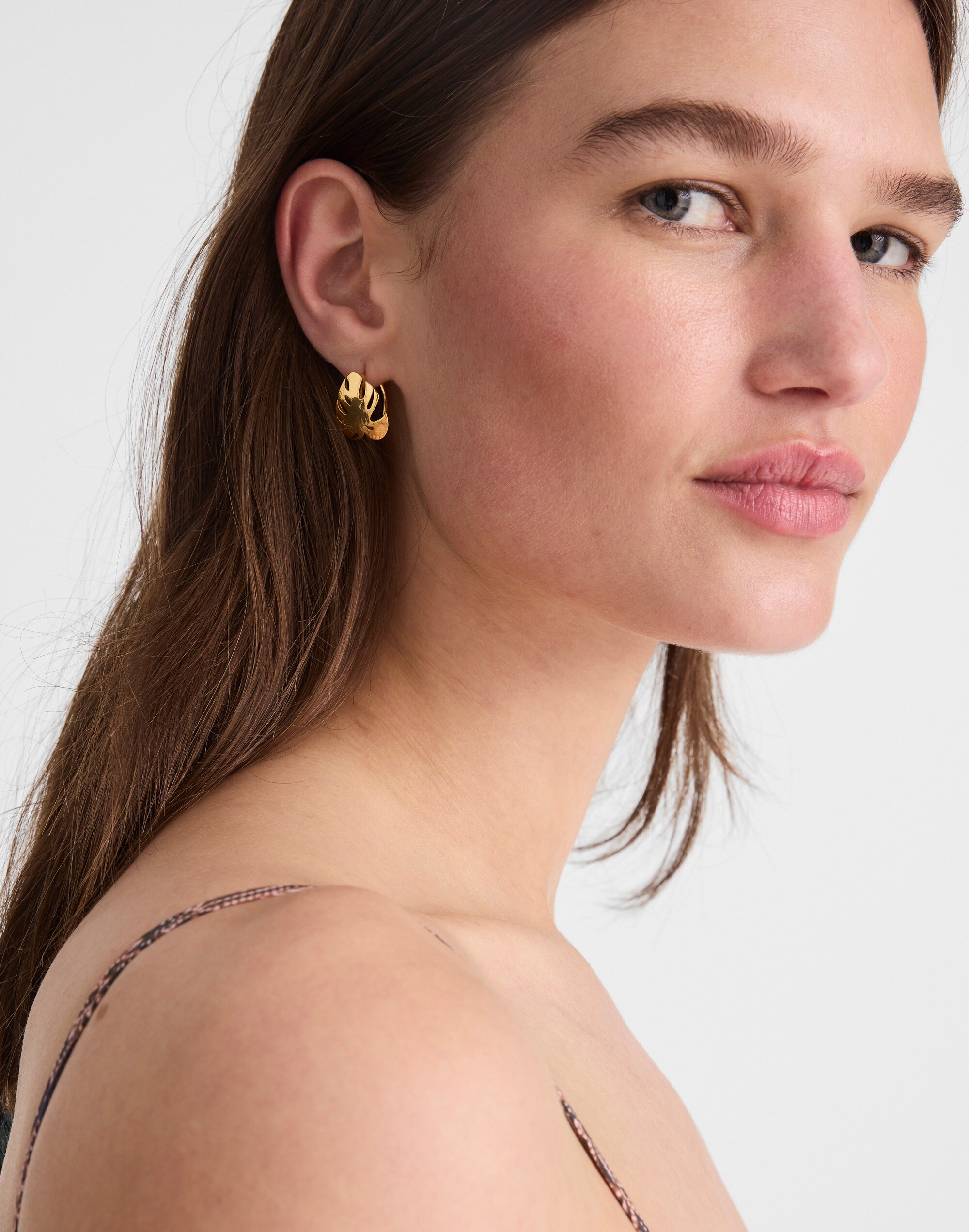 Monstera Hoop Earrings