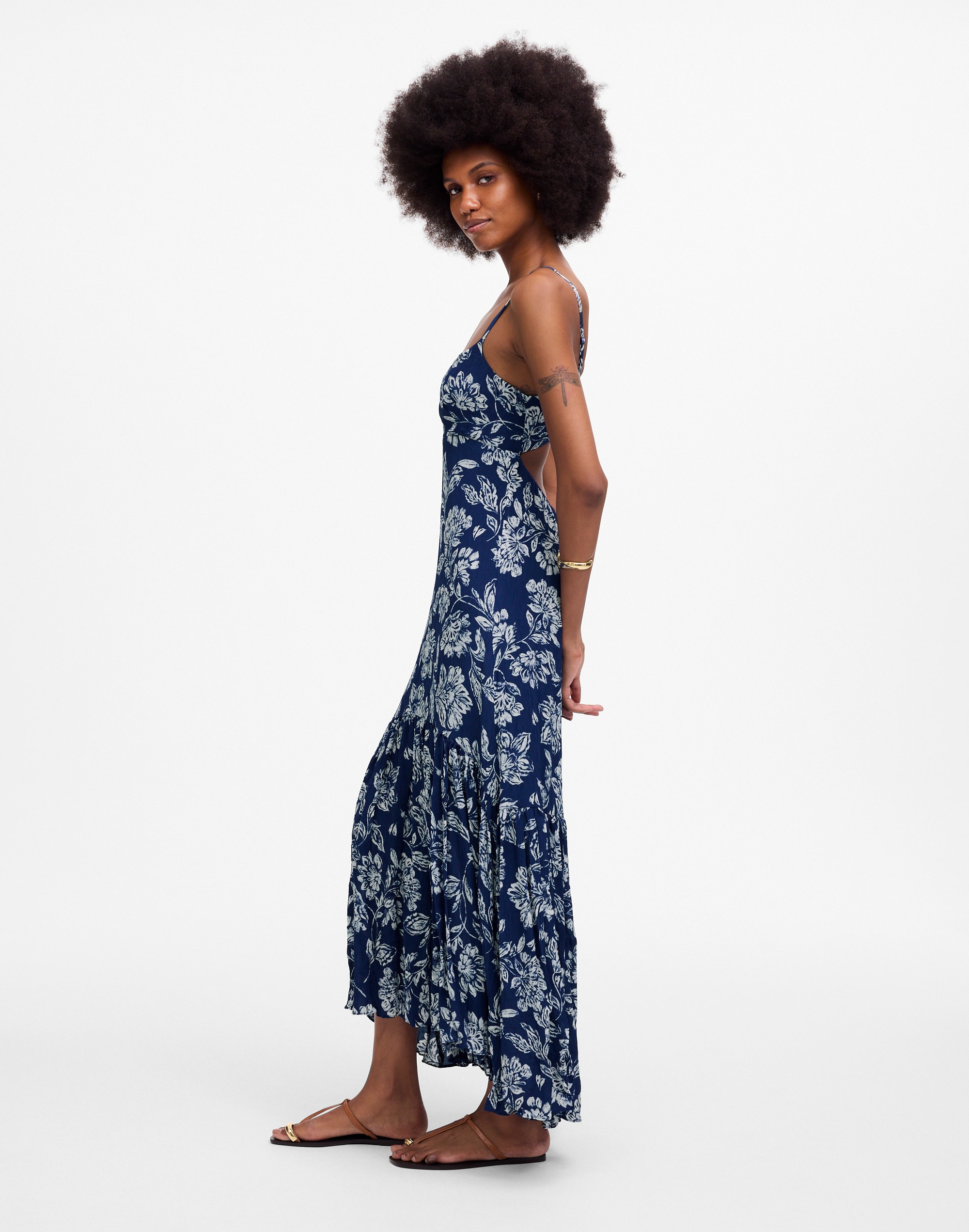 Textured Maxi Slip Dress in Floral
