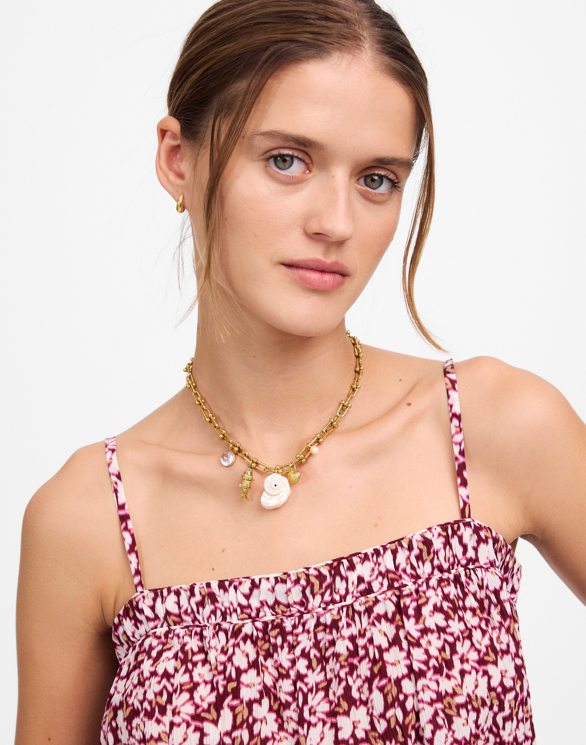 Shirred Squareneck Tank in Floral