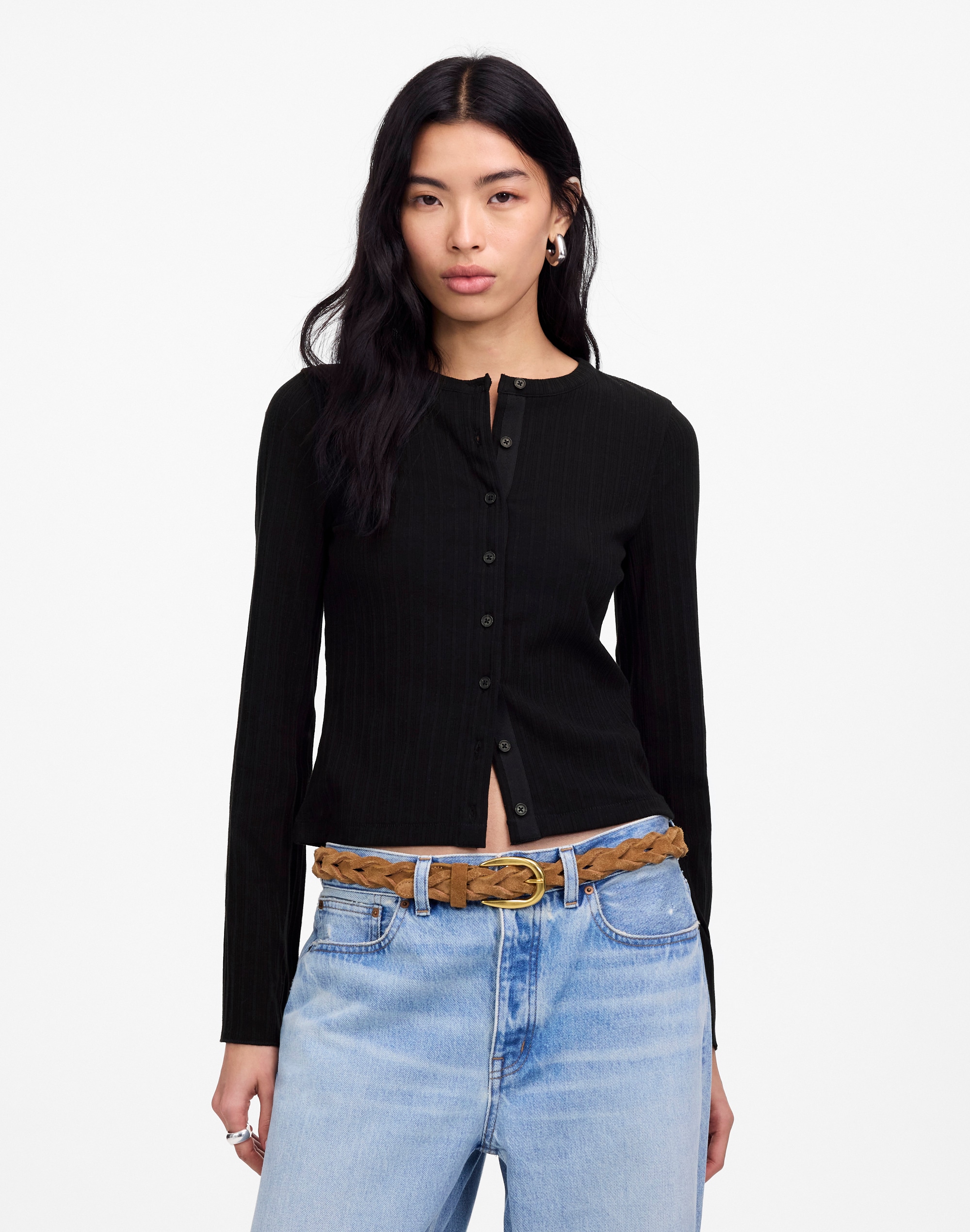 Flared-Sleeve Cardigan