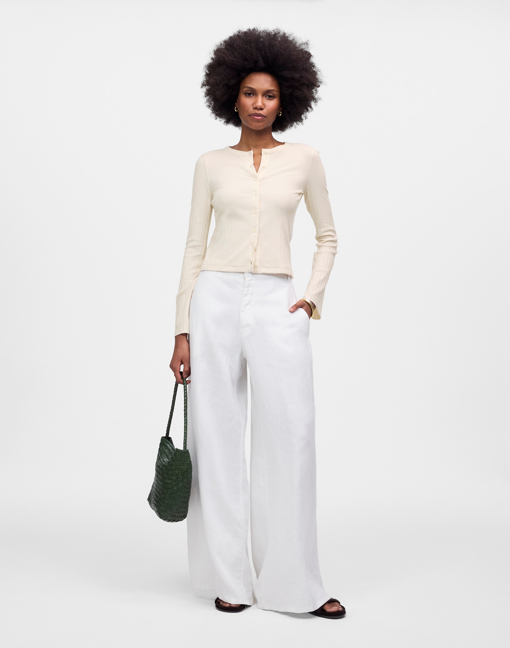 Flared-Sleeve Cardigan