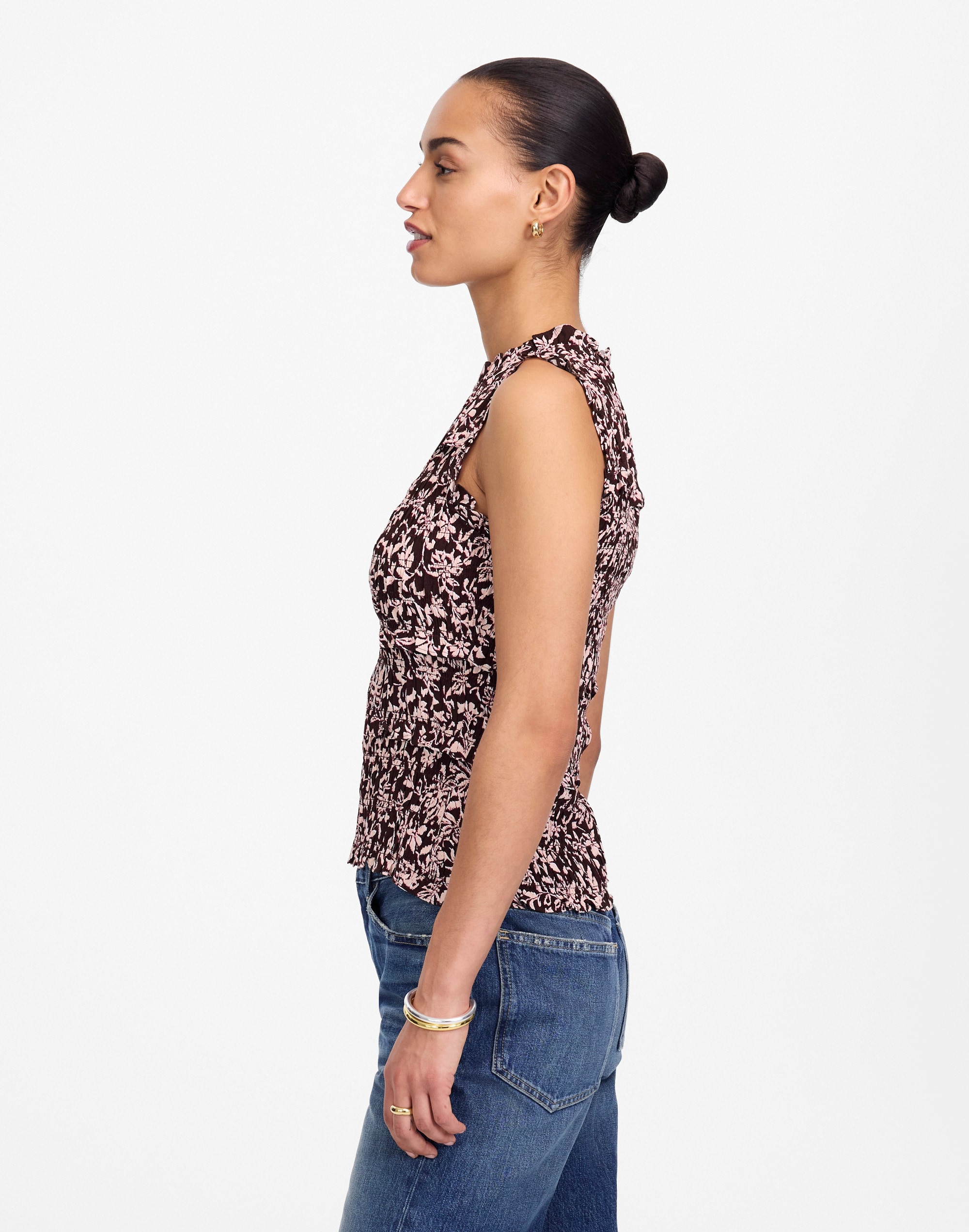 Ruffled Smocked Top in Floral