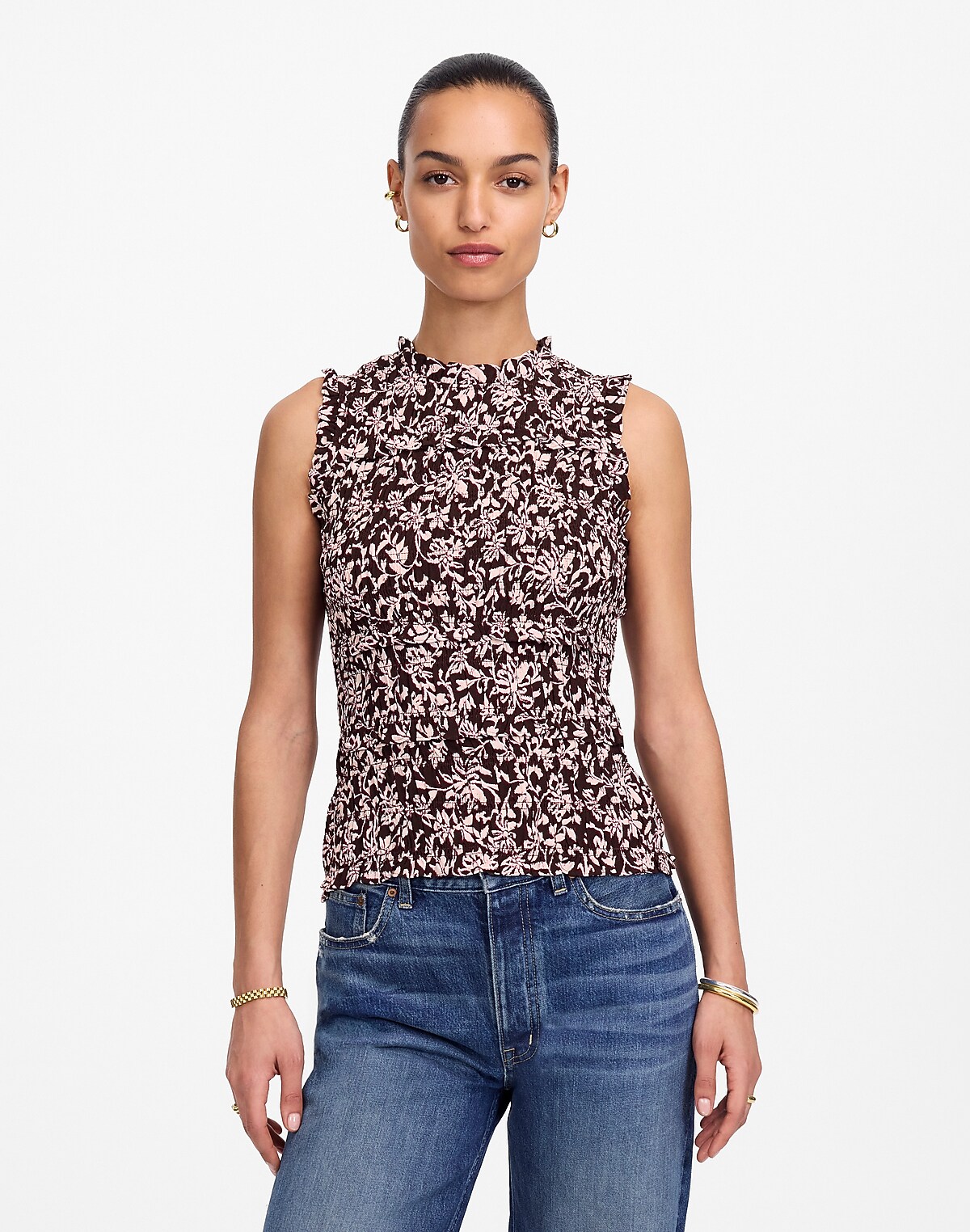 Ruffled Smocked Top in Floral
