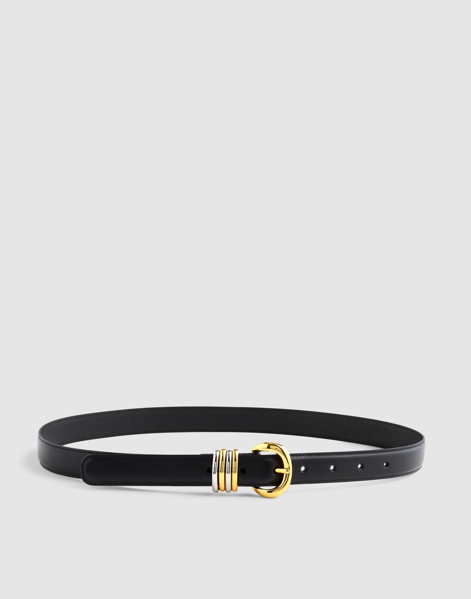 mixed metal keeper belt in leather