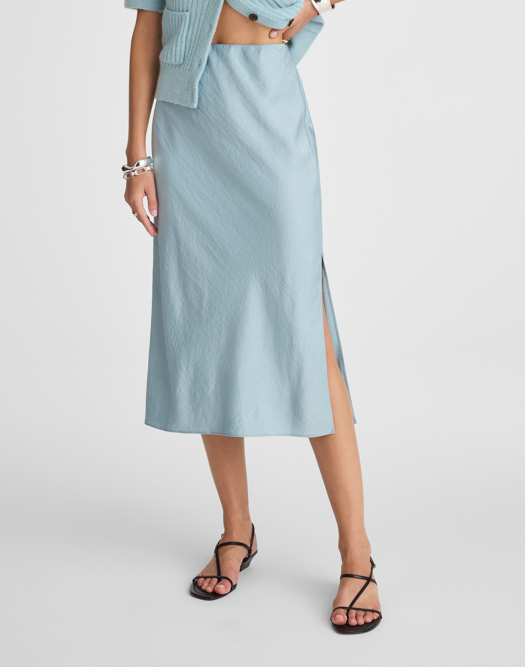 Satin Midi Slip Skirt