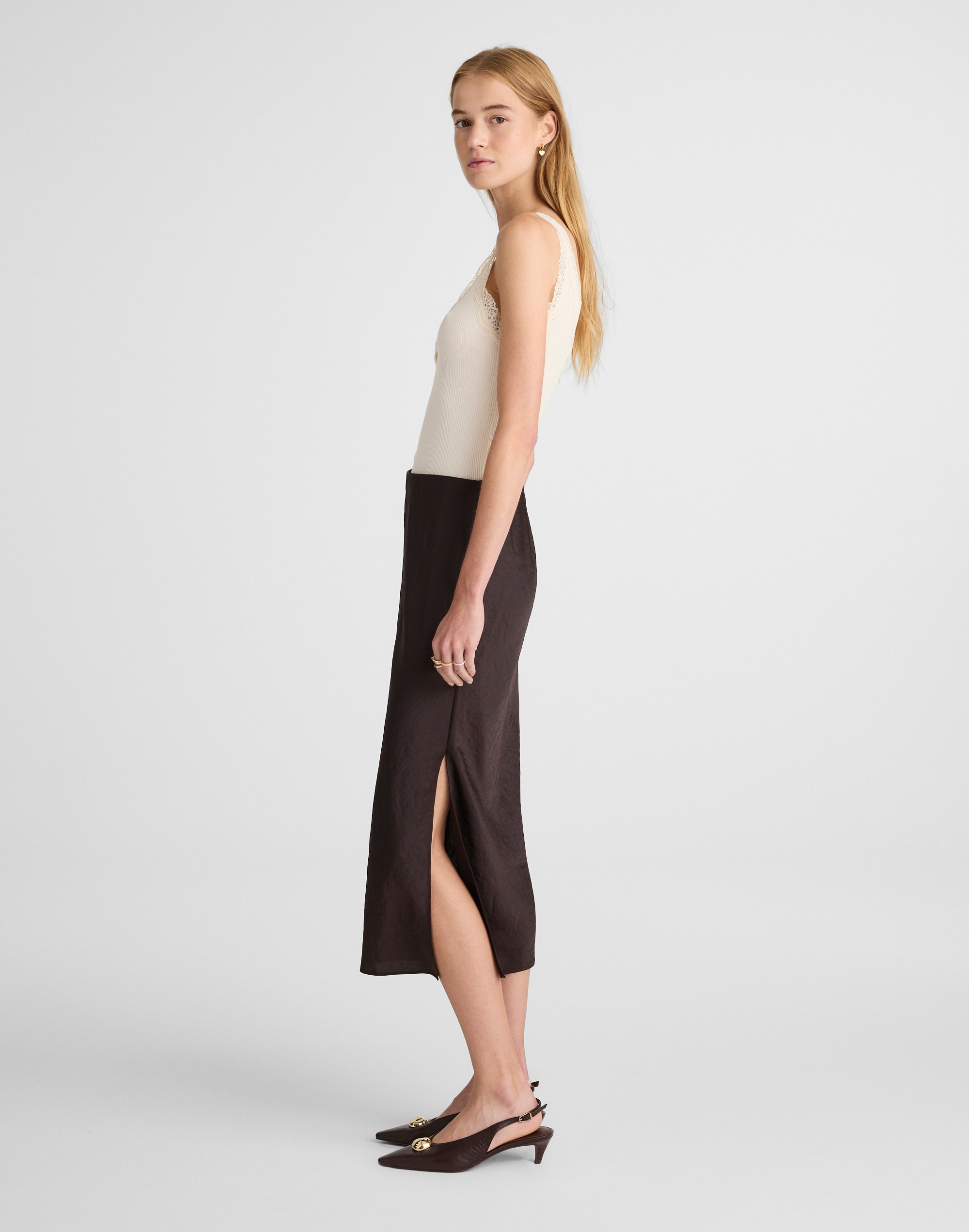 Satin Midi Slip Skirt Alternate Image 3