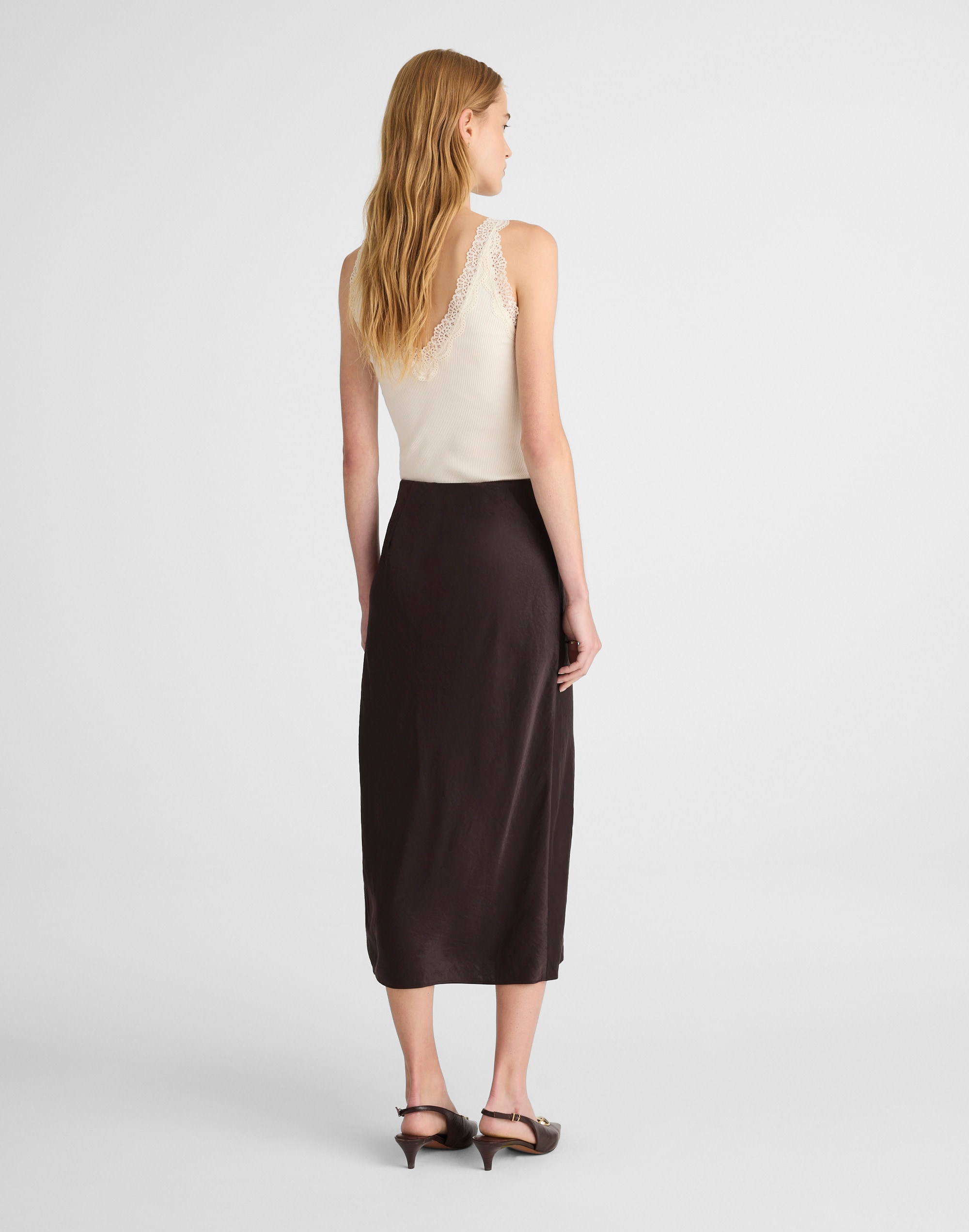 Satin Midi Slip Skirt Alternate Image 4