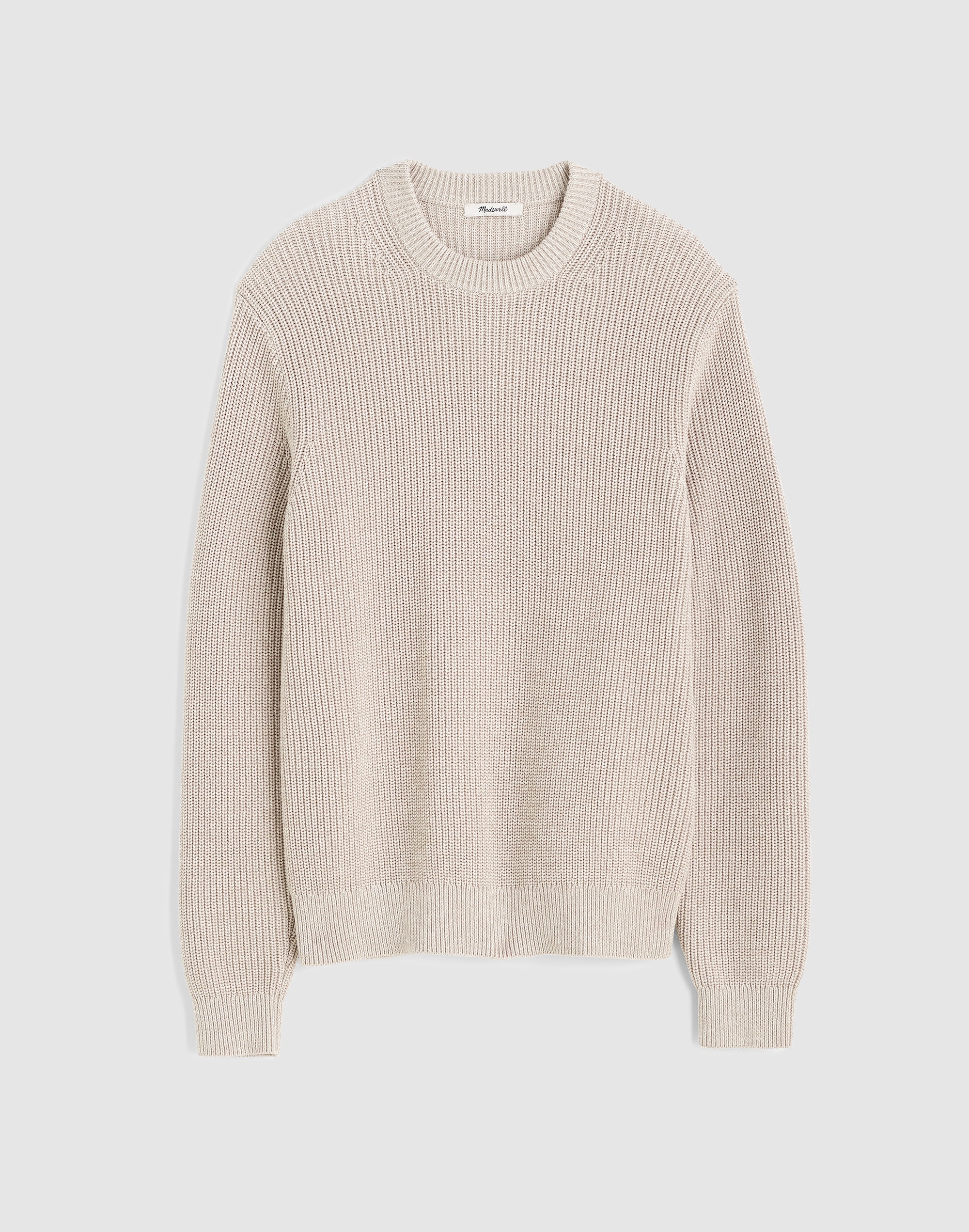 Cotton Shaker-Stitch Crewneck Sweater