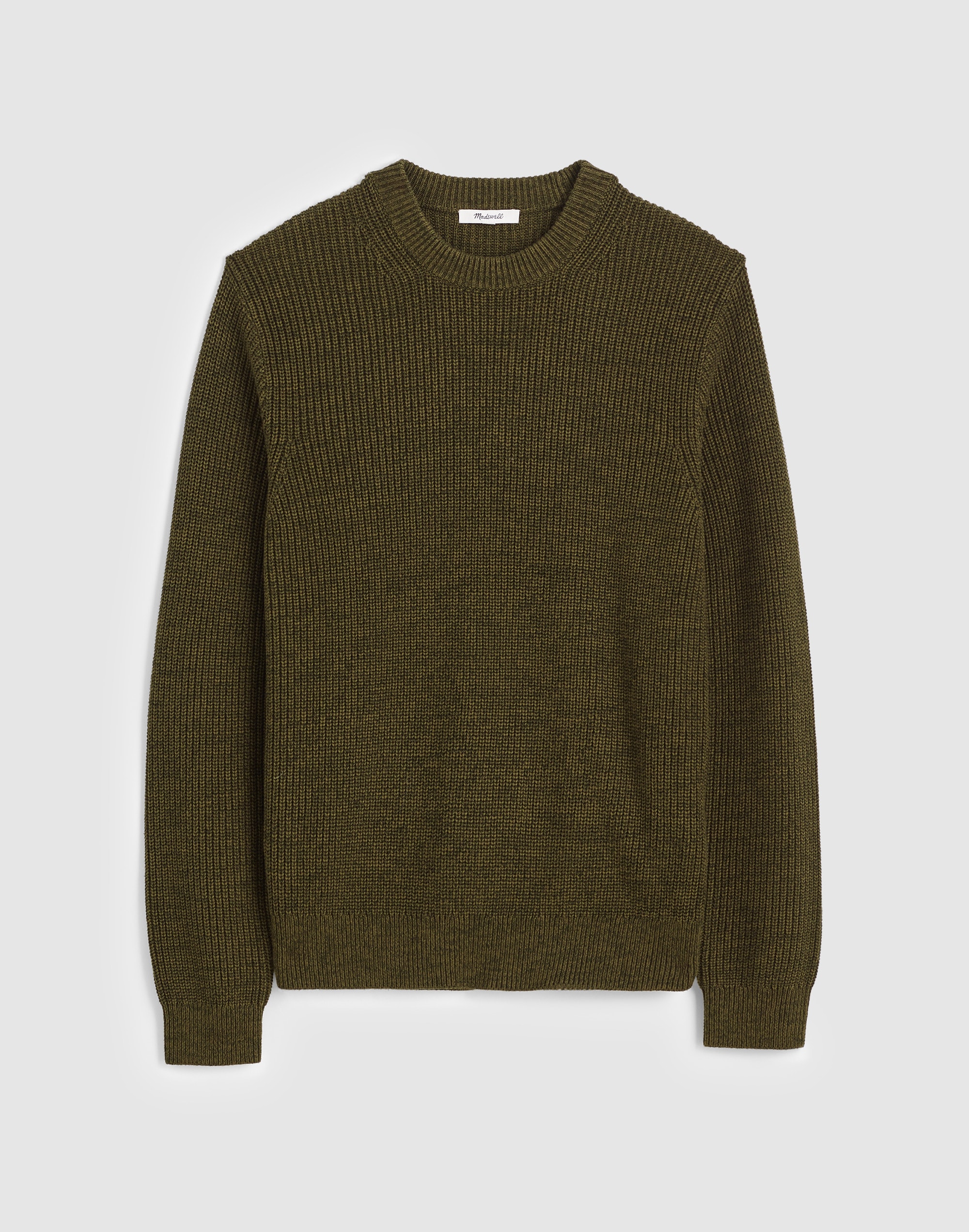 Marled Cotton Shaker-Stitch Crewneck Sweater